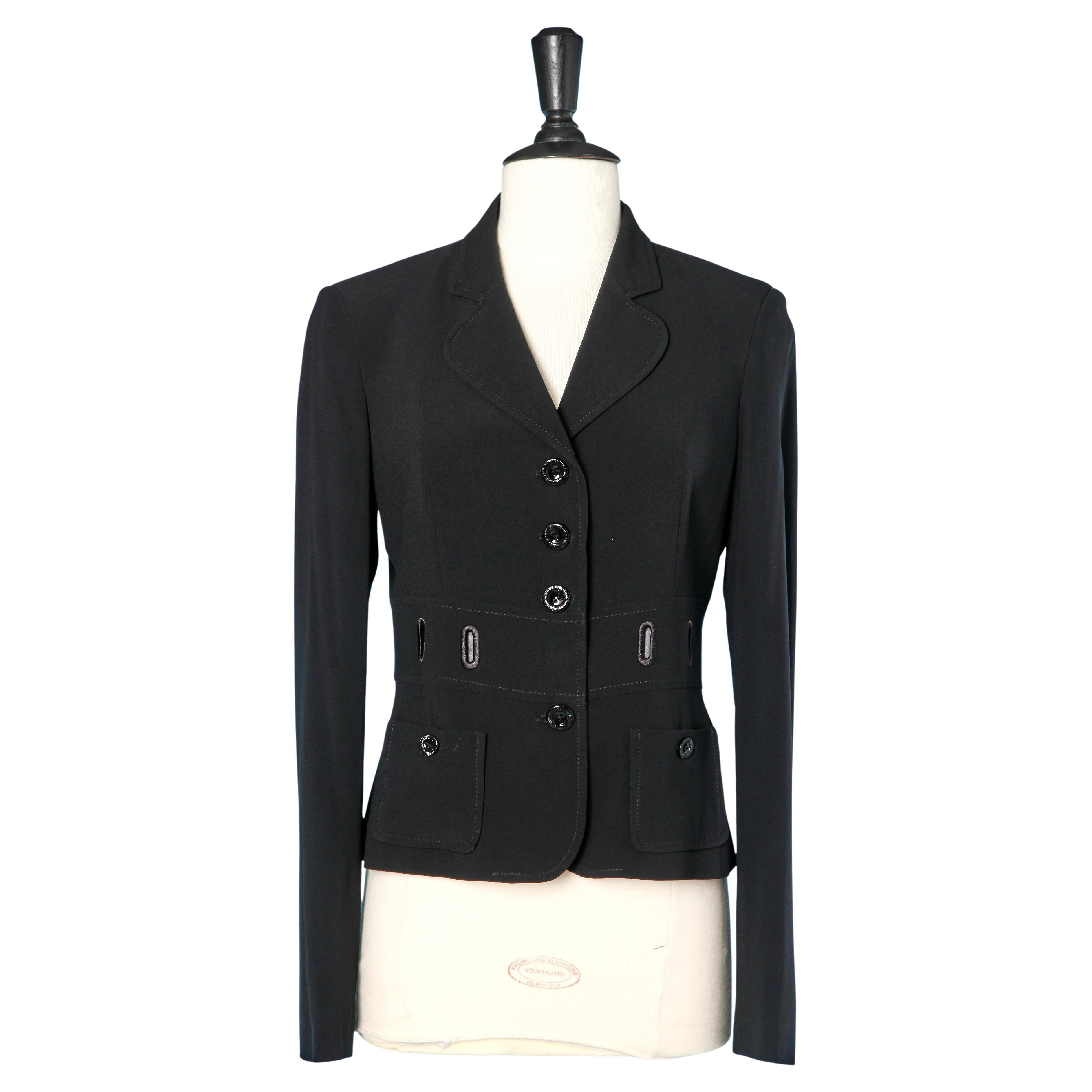 Black crêpe single breasted jacket LOVE MOSCHINO
