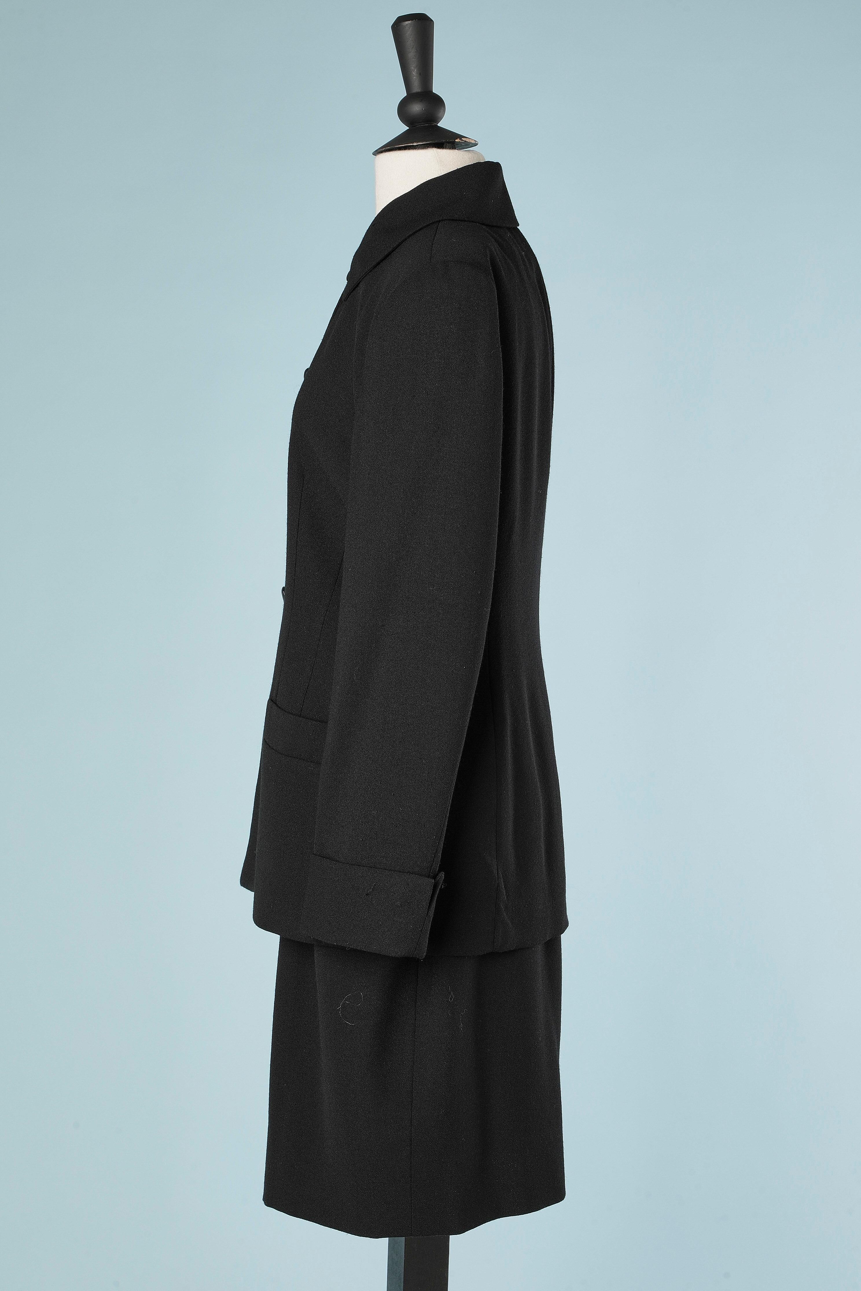 Black crêpe single breasted skirt-suit Christian Dior  For Sale 1