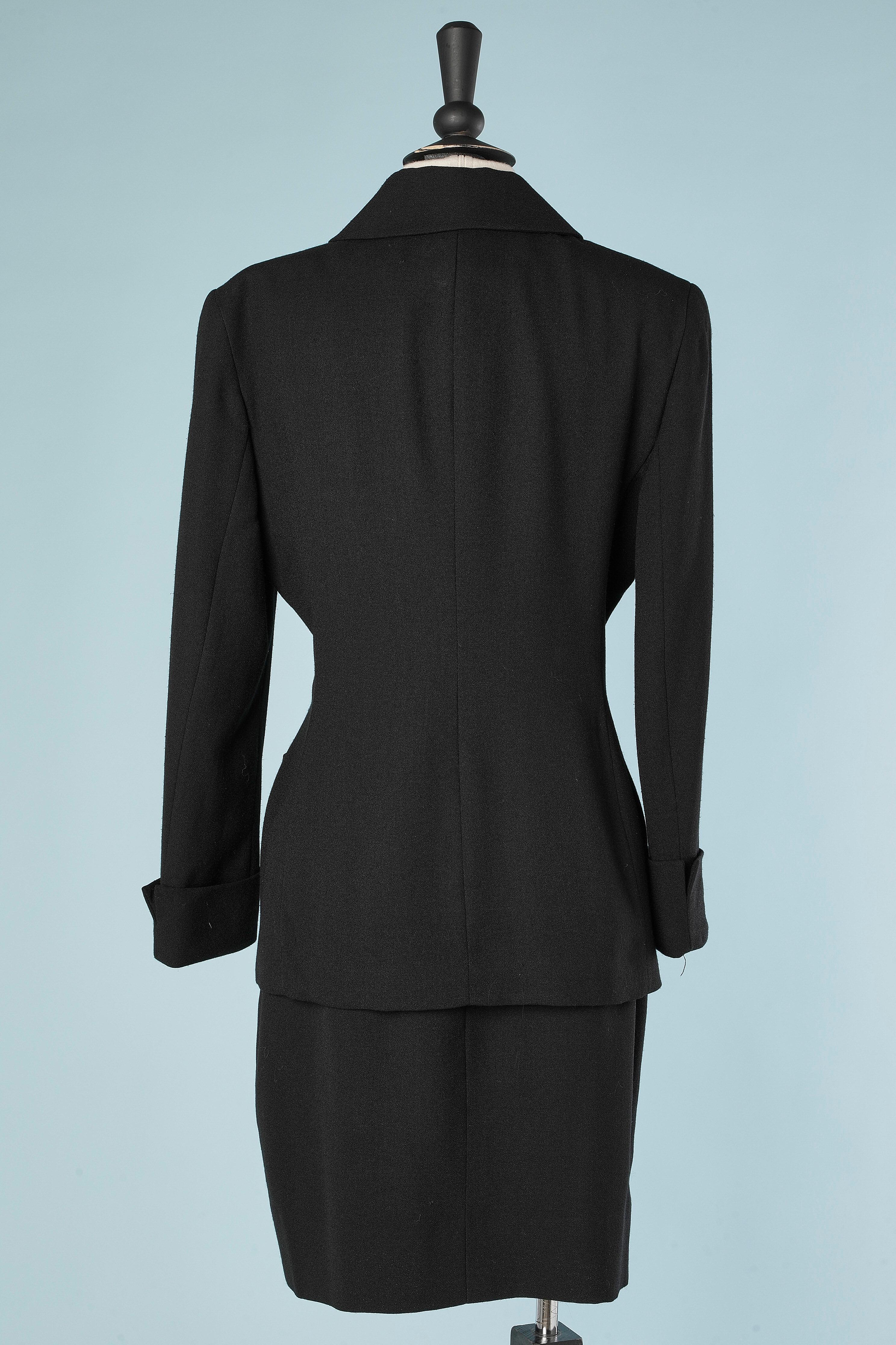 Black crêpe single breasted skirt-suit Christian Dior  For Sale 2
