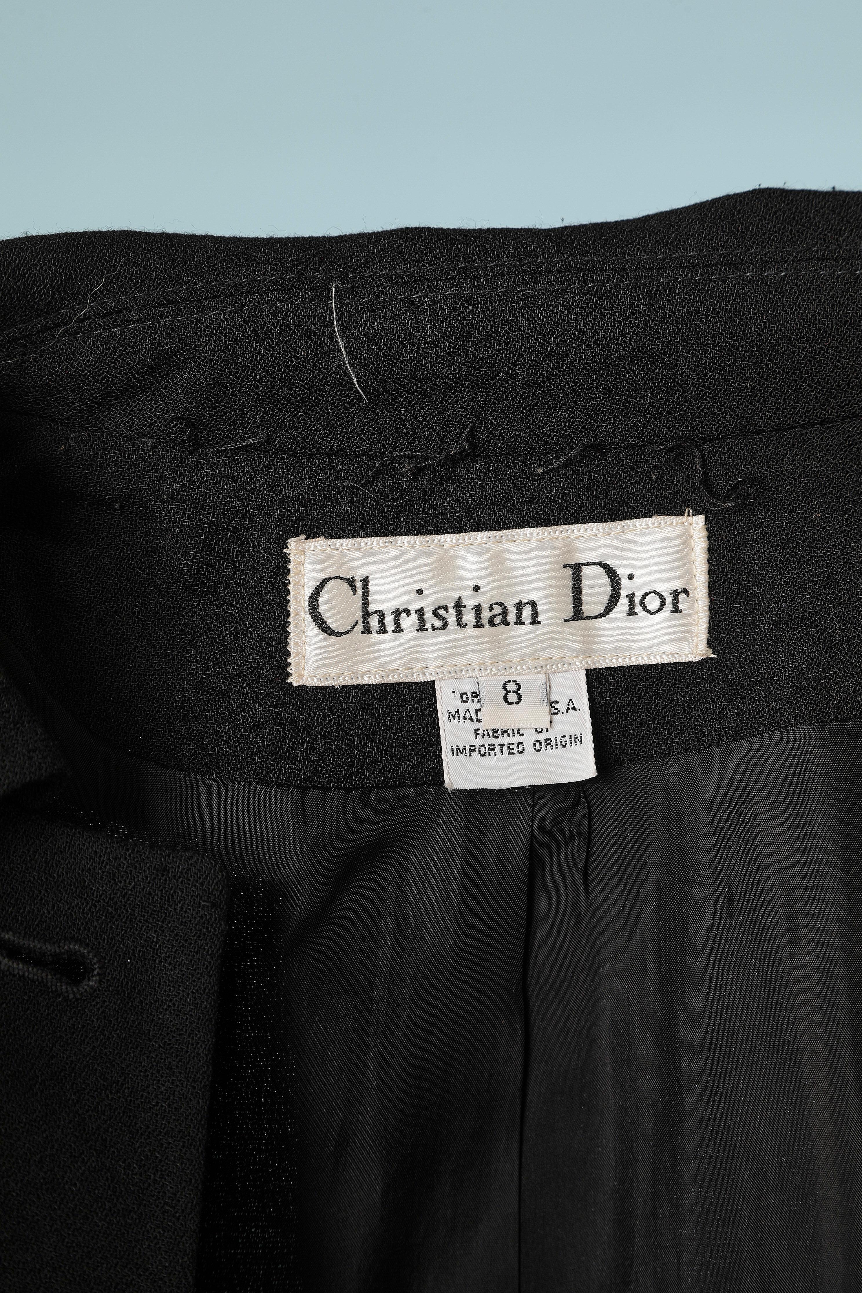 Black crêpe single breasted skirt-suit Christian Dior  For Sale 4