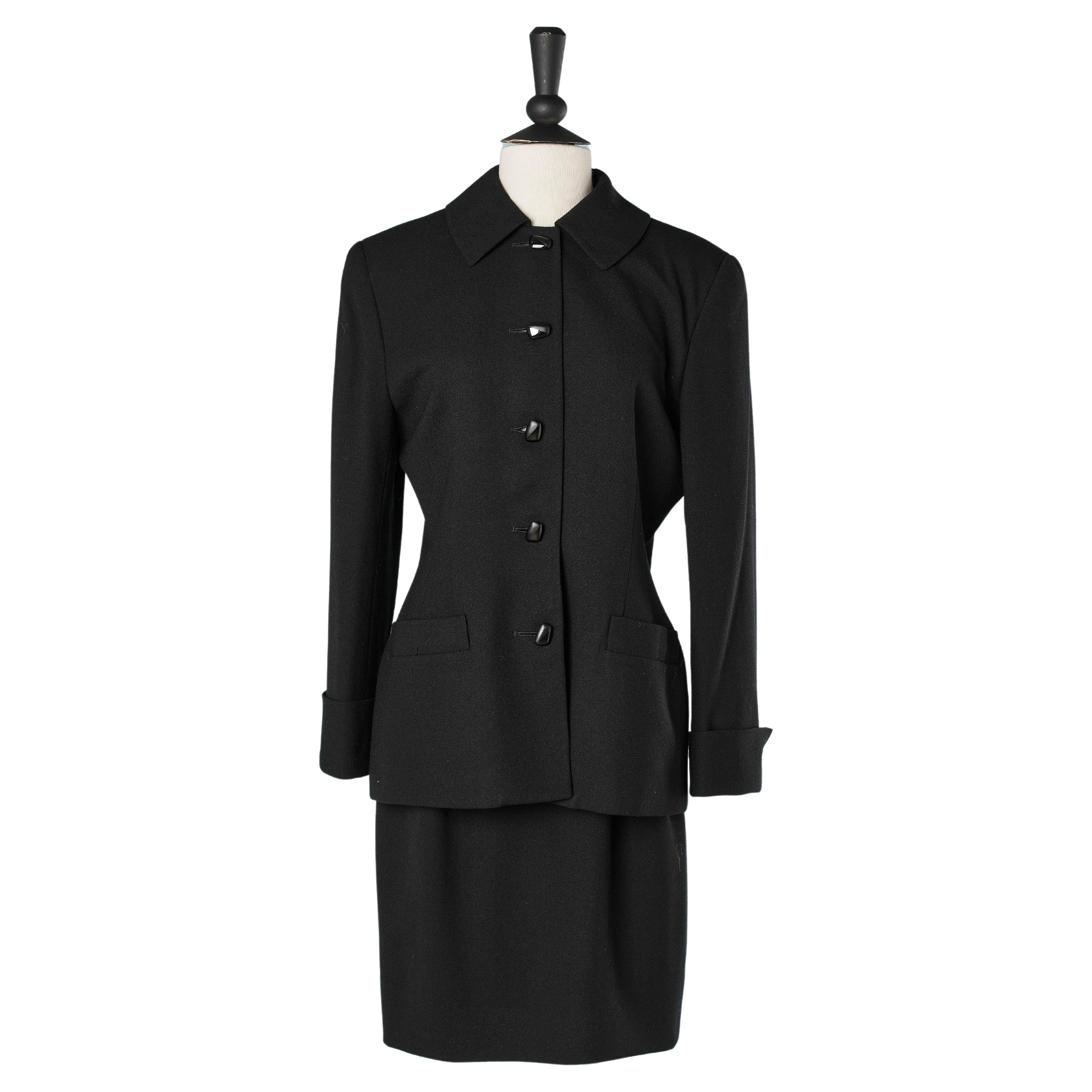 Black crêpe single breasted skirt-suit Christian Dior  For Sale