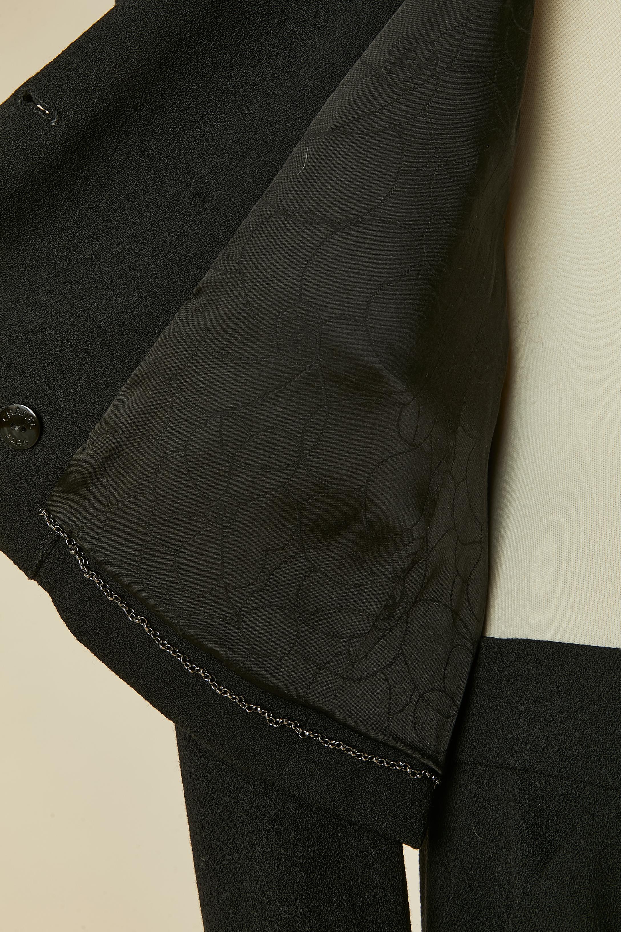 Black crêpe skirt-suit with double breasted jacket CHANEL For Sale 6