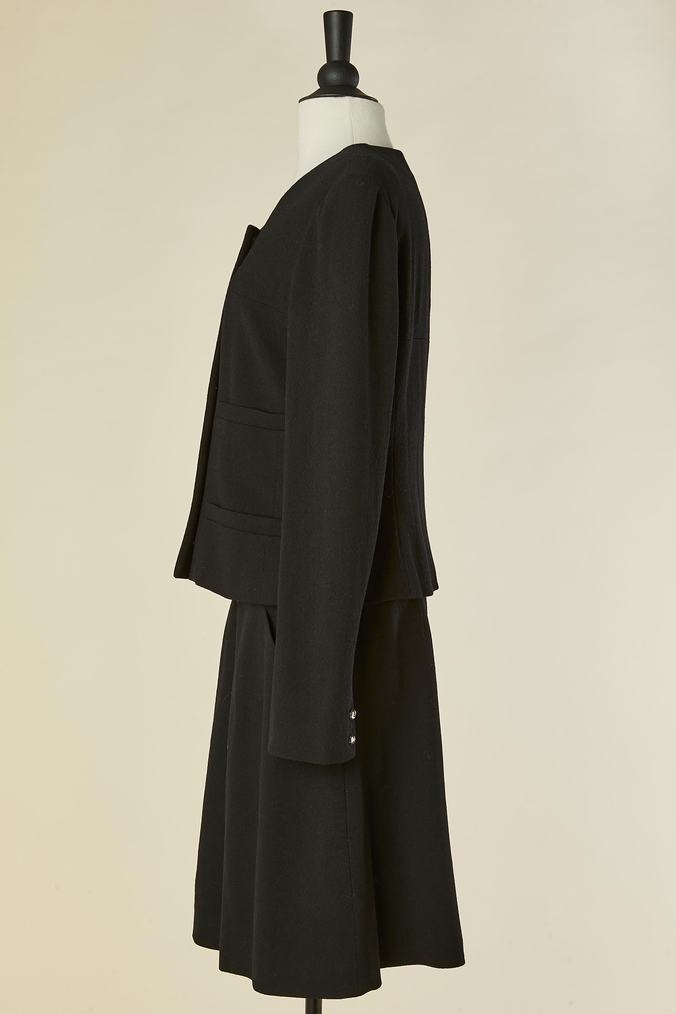 Black crêpe skirt-suit with double breasted jacket CHANEL For Sale 3