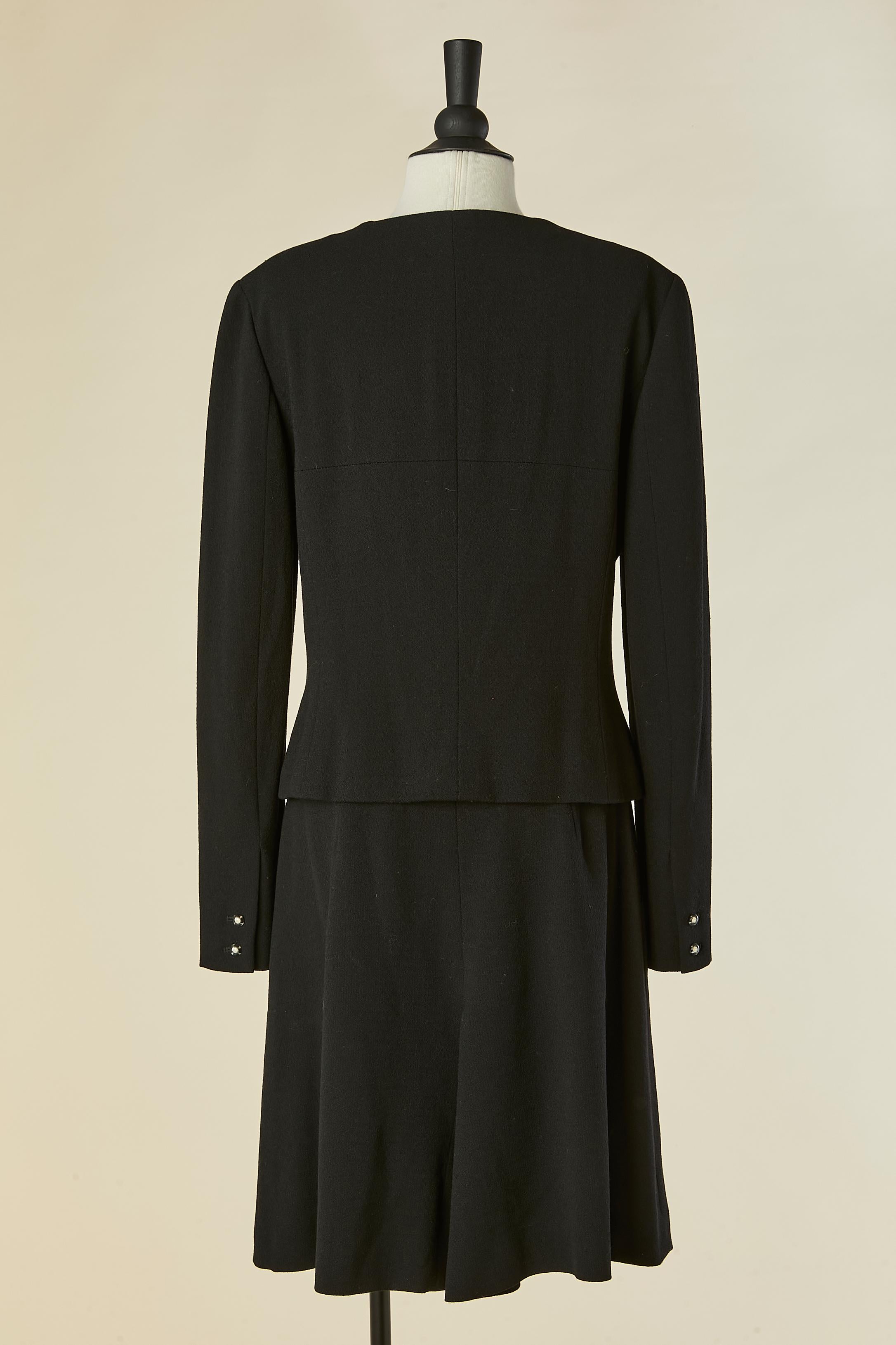 Black crêpe skirt-suit with double breasted jacket CHANEL For Sale 4