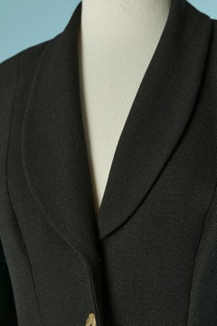 Black crêpe skirt suit with split on jacket and skirt CHANTAL THOMASS (Suite)