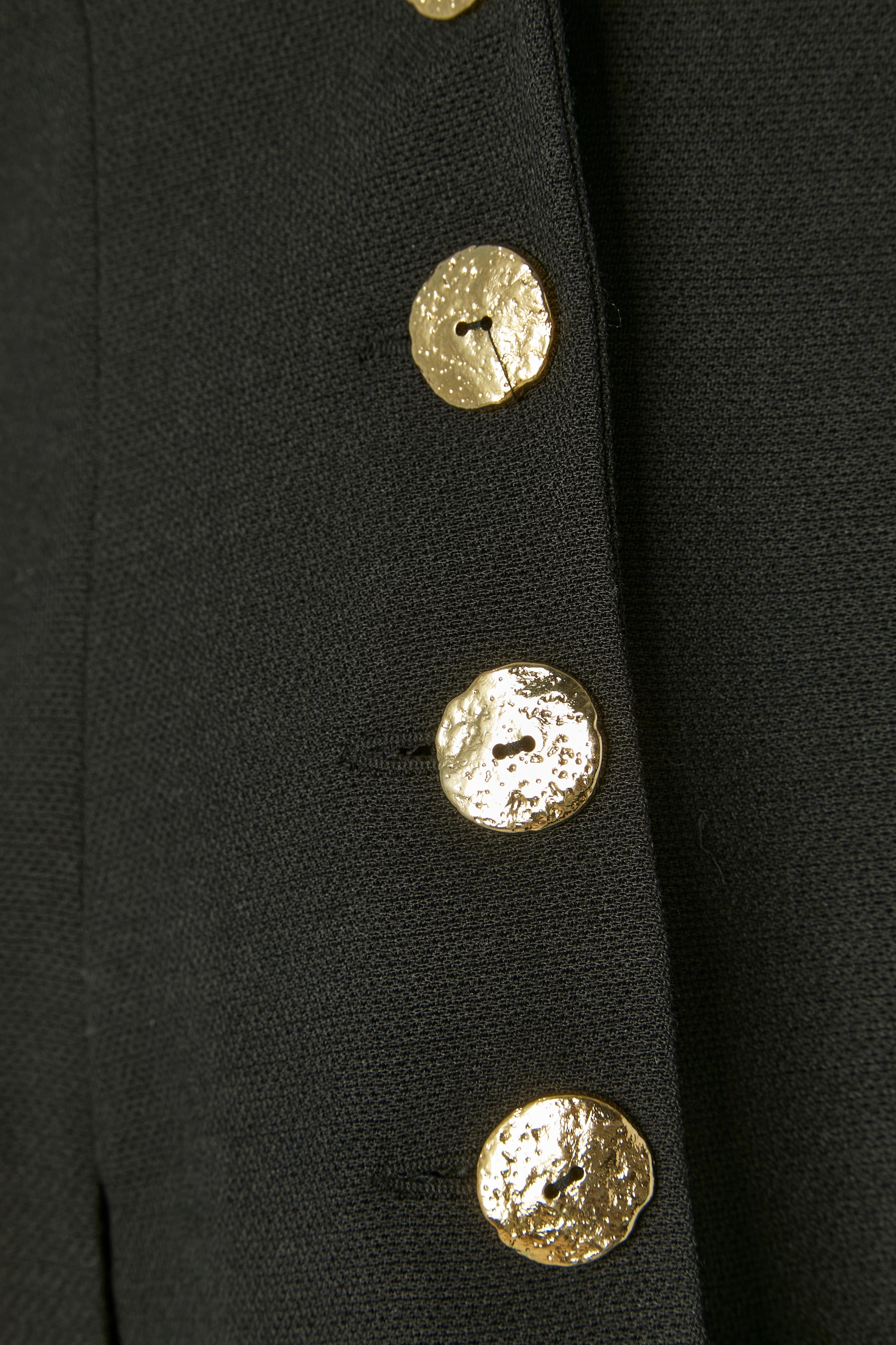 Nero Abito con gonna in crêpe nero con spacco su giacca e gonna Chantal Thomass (Suite) in vendita