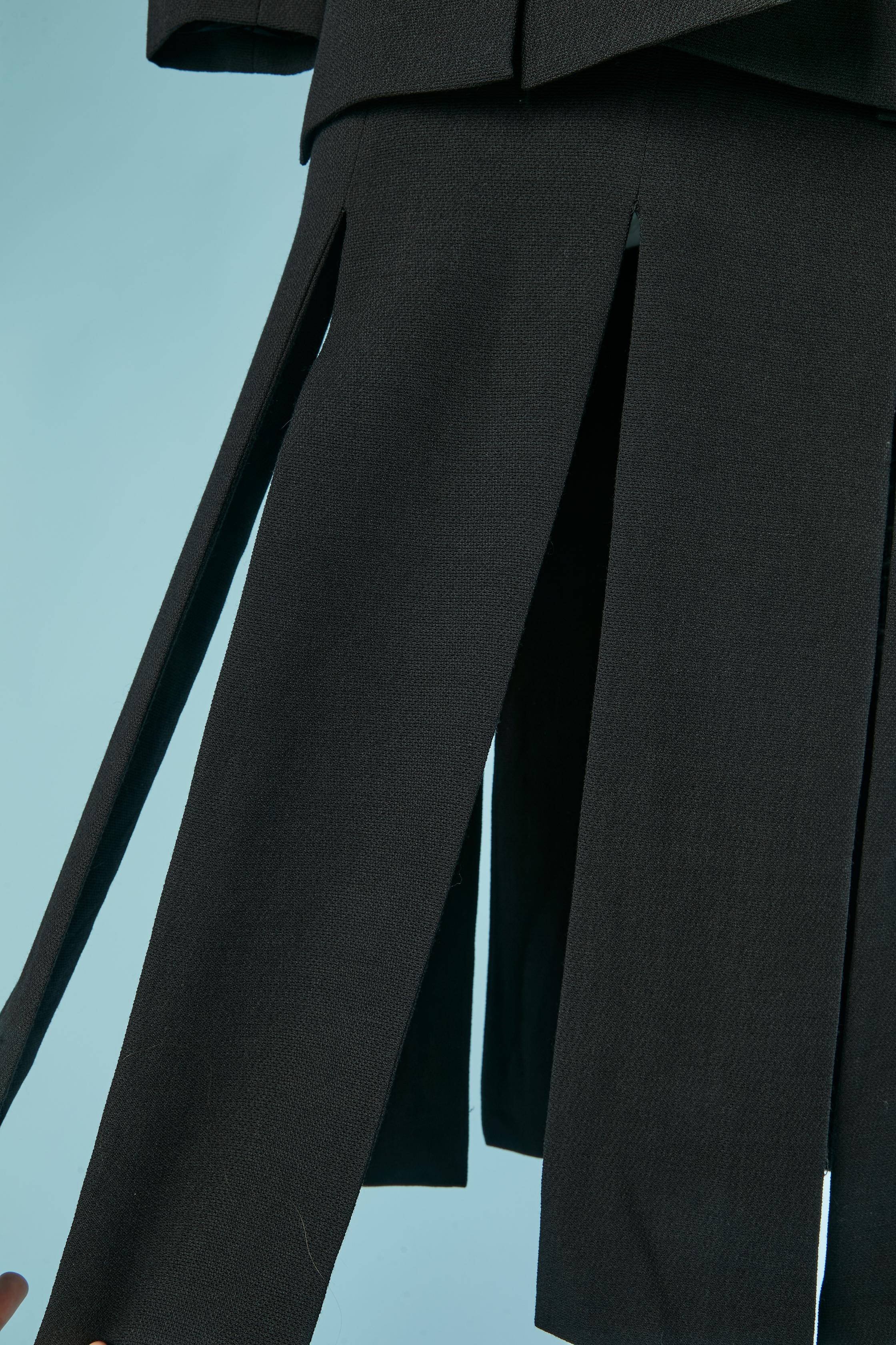 Donna Abito con gonna in crêpe nero con spacco su giacca e gonna Chantal Thomass (Suite) in vendita