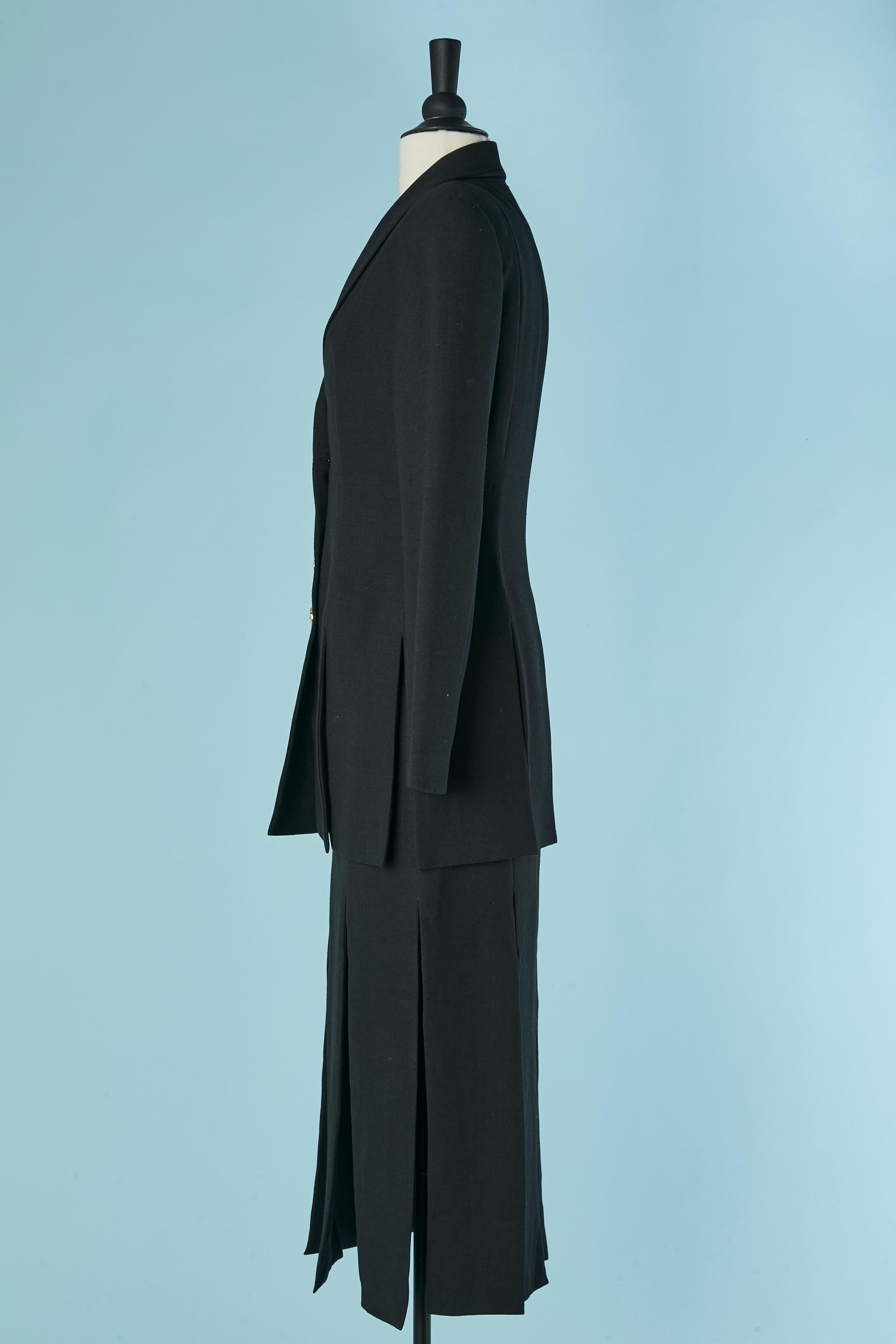 Abito con gonna in crêpe nero con spacco su giacca e gonna Chantal Thomass (Suite) in vendita 1