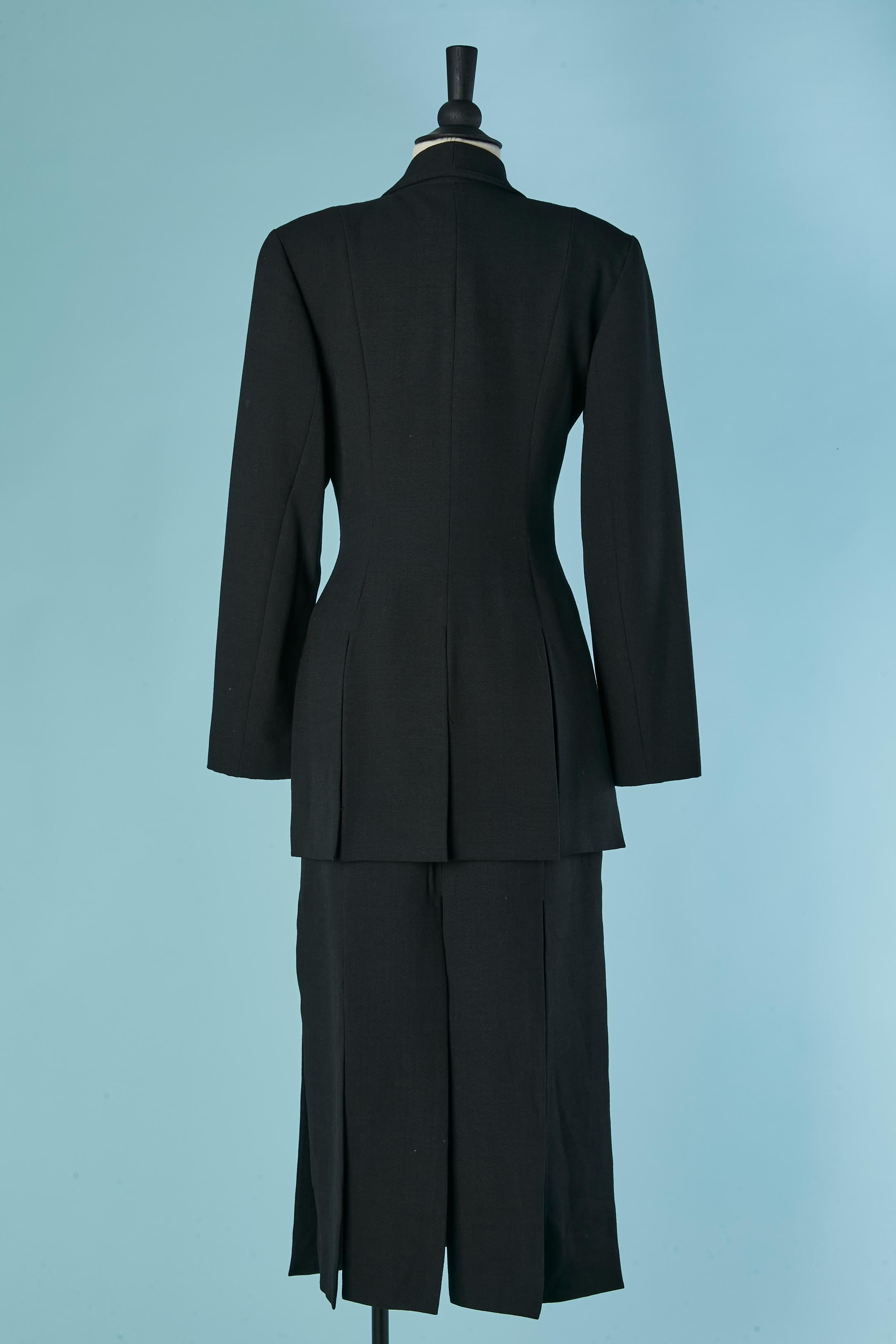 Abito con gonna in crêpe nero con spacco su giacca e gonna Chantal Thomass (Suite) in vendita 2