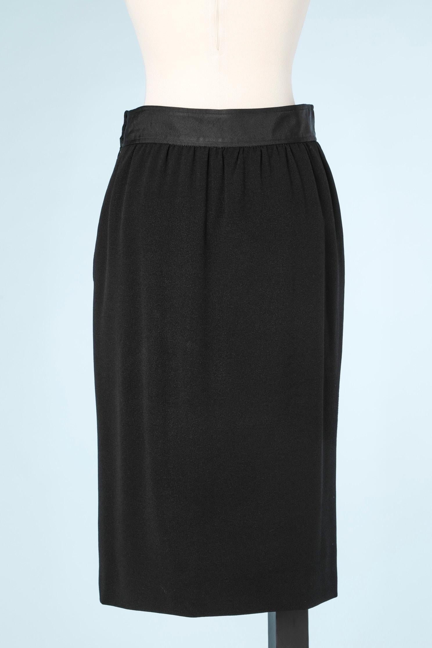 Women's Black crepe straight skirt with gather on the side VALENTINO NIGHT For Sale