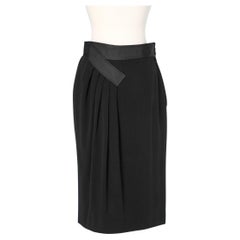 Falda recta de crepé negro con fruncido lateral VALENTINO NIGHT