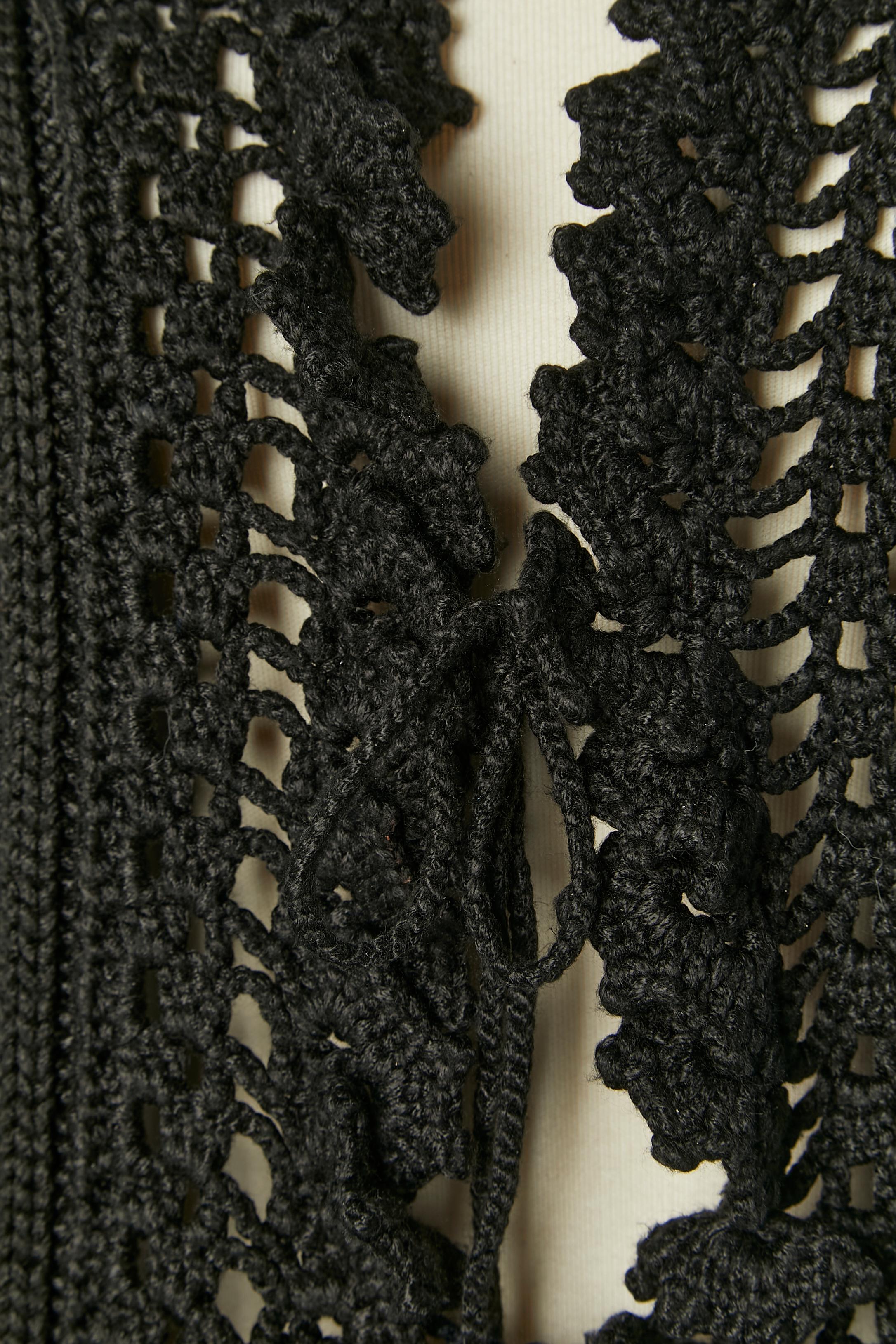 Black crochet cardigan CHANEL In Excellent Condition For Sale In Saint-Ouen-Sur-Seine, FR