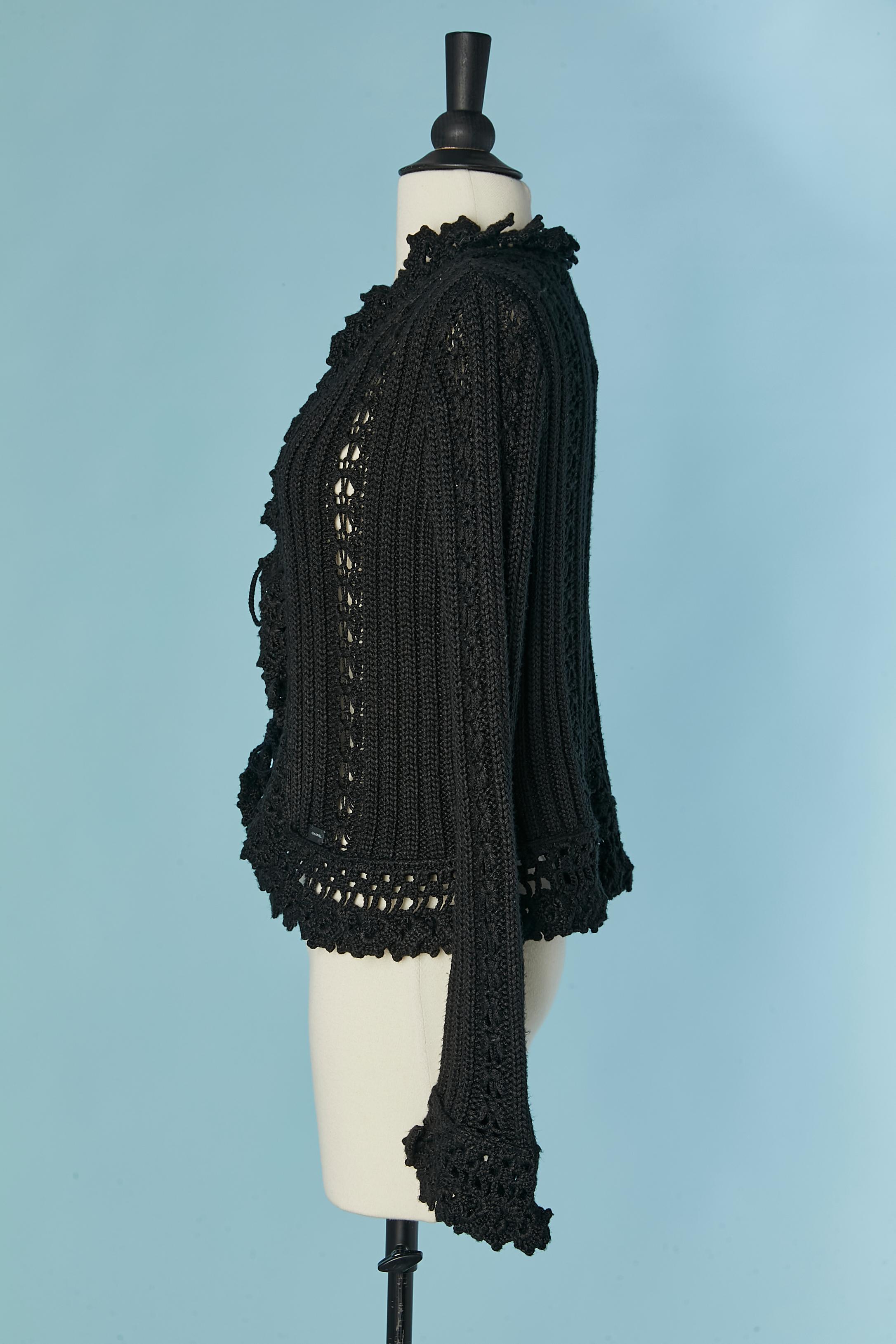 Black crochet cardigan CHANEL For Sale 3