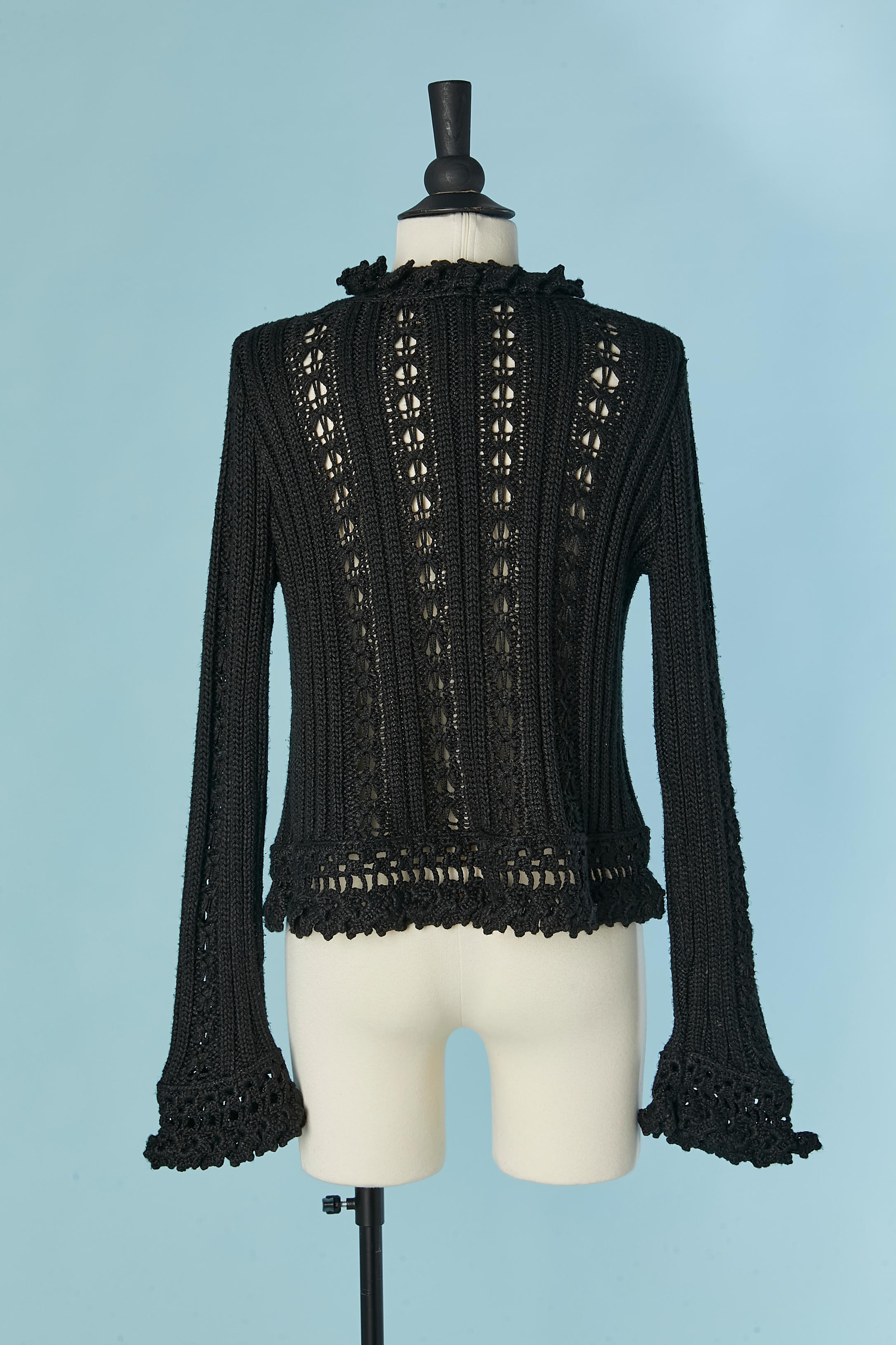 Black crochet cardigan CHANEL For Sale 4
