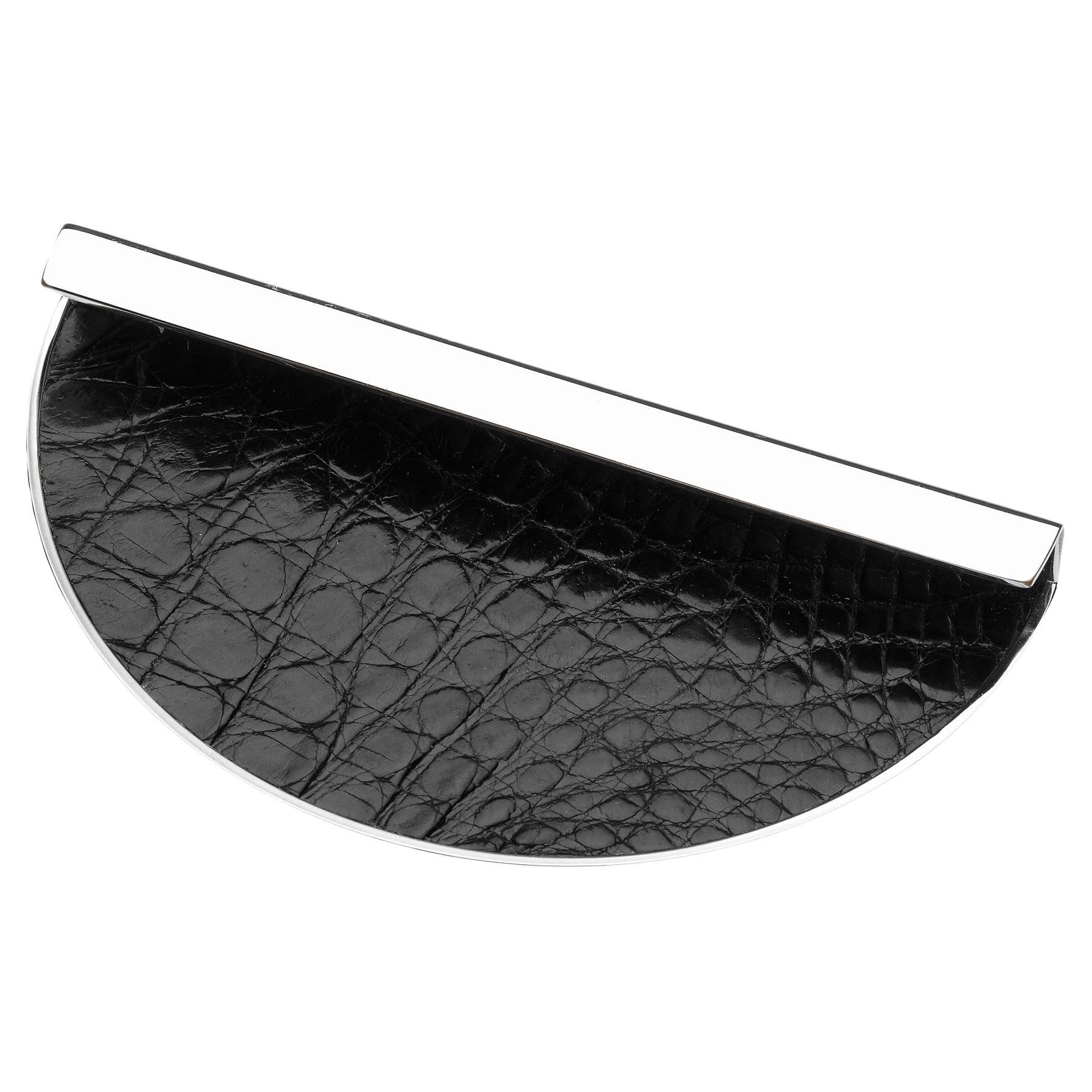 Luxury Pull Handle, Various Metal & Leather Color Finishes Half Moon Shape Large For Sale