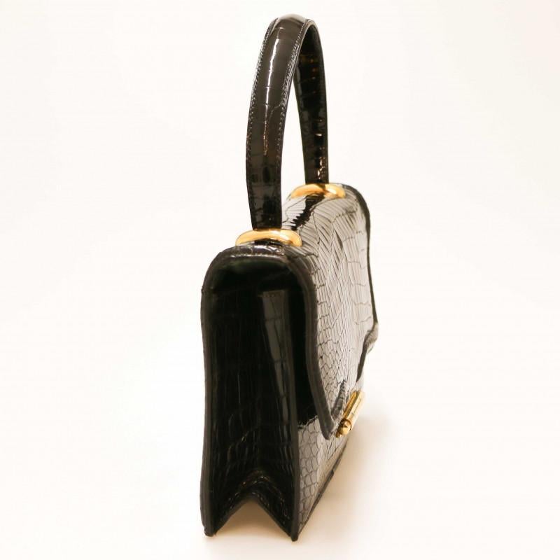 Black Crocodile Hermes Mephisto Handbag  In Good Condition In Paris, FR