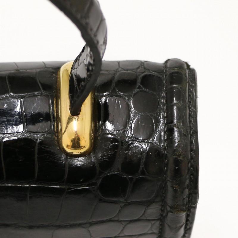 Women's Black Crocodile Hermes Mephisto Handbag 
