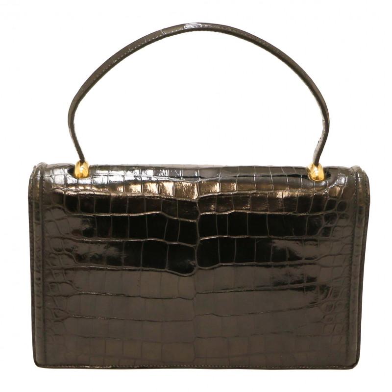 Black Crocodile Hermes Mephisto Handbag  2