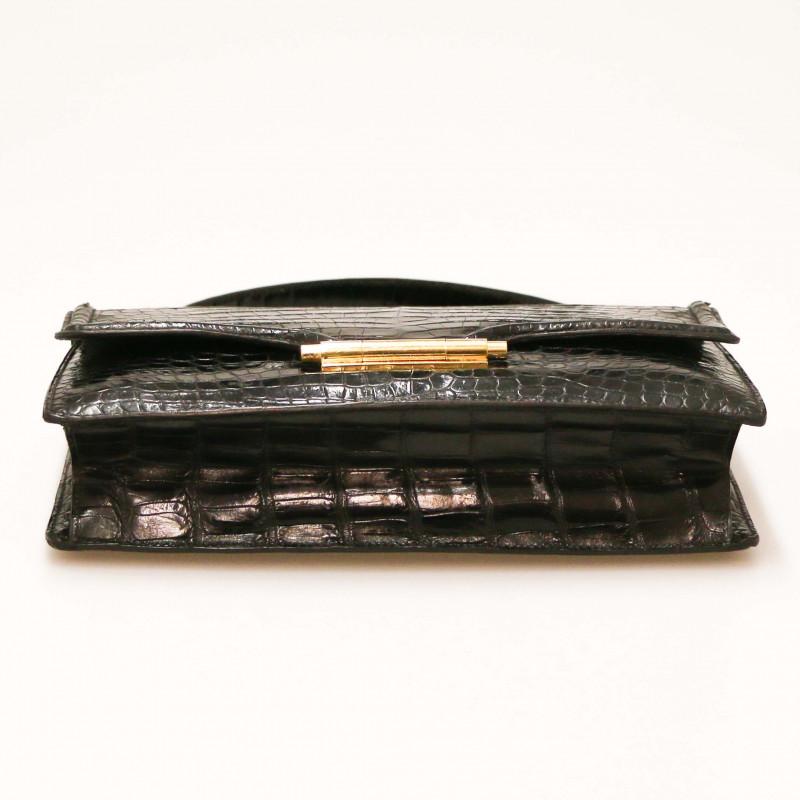 Black Crocodile Hermes Mephisto Handbag  4