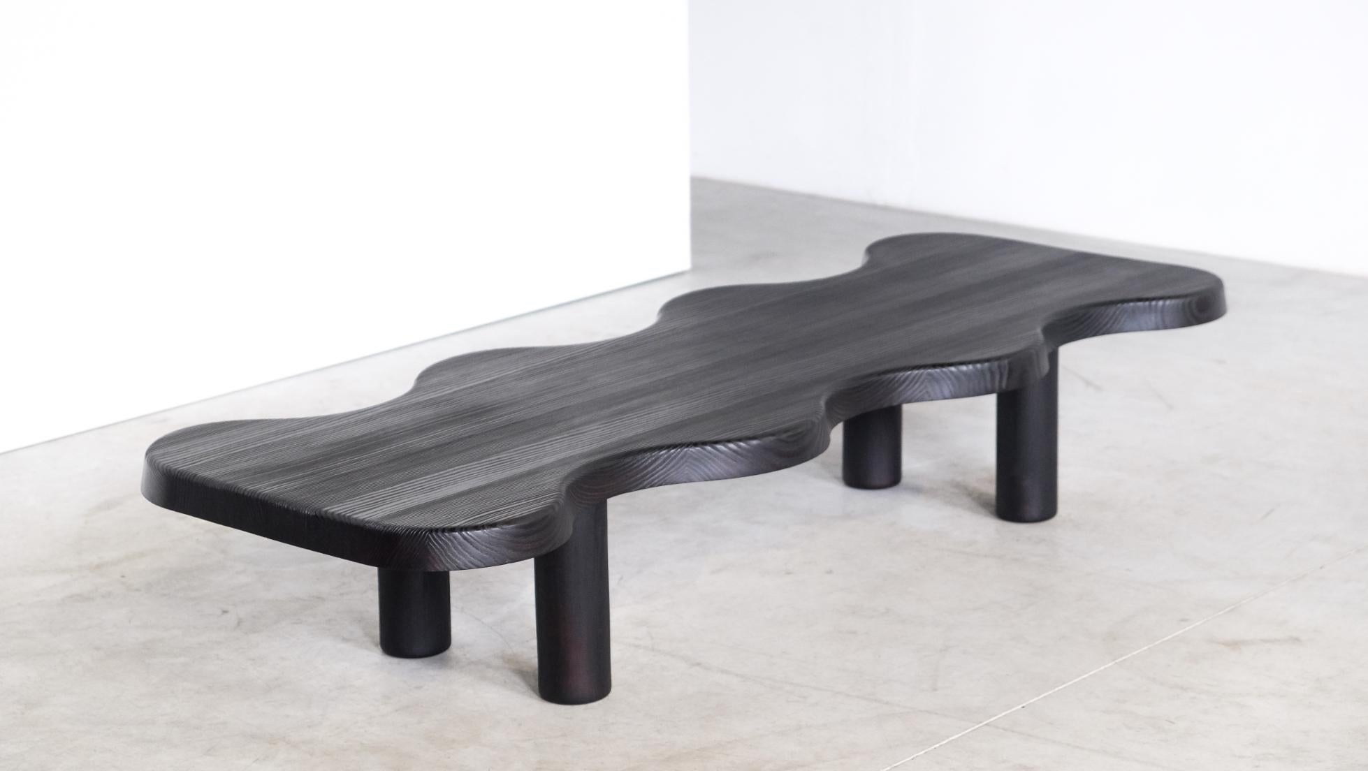 Wood Black Crocodile Low Table by Atelier Thomas Serruys For Sale