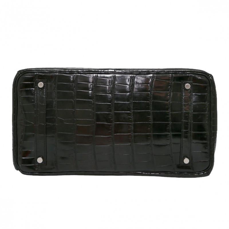 Black Crocodile Porosus Hermes Birkin 35 In Excellent Condition For Sale In Paris, FR