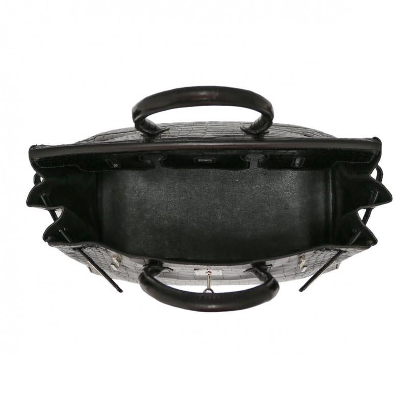 Black Crocodile Porosus Hermes Birkin 35 For Sale 1