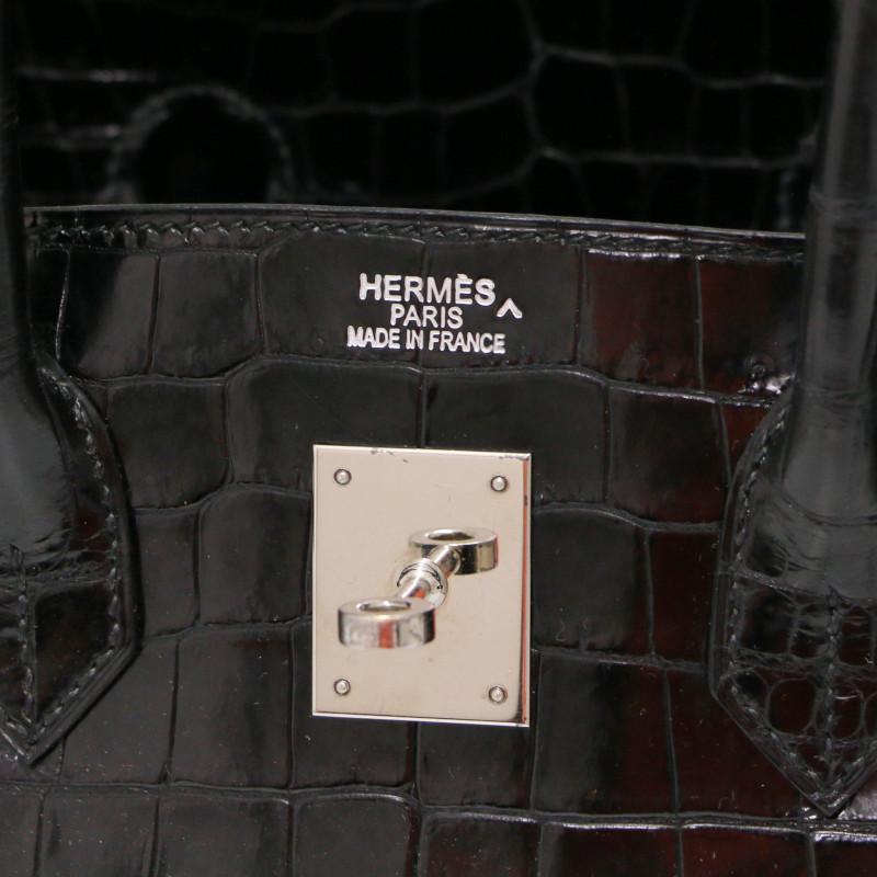 Black Crocodile Porosus Hermes Birkin 35 For Sale 4