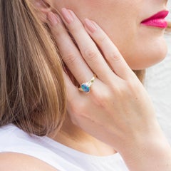 Black Crystal Australian Opal and Diamond Vintage Ring in 14 Carat Yellow Gold