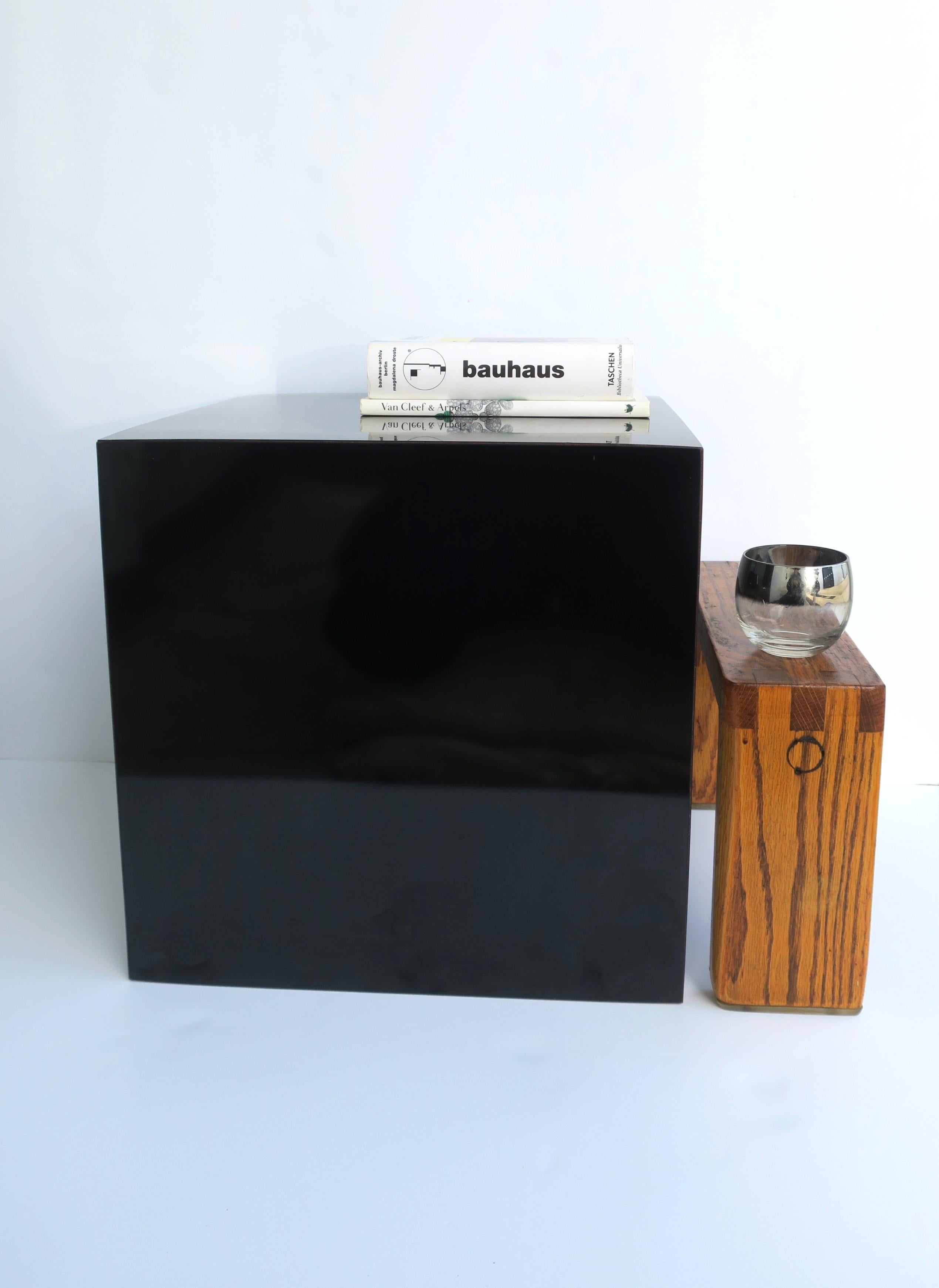Black Cube Pedestal Table For Sale 4