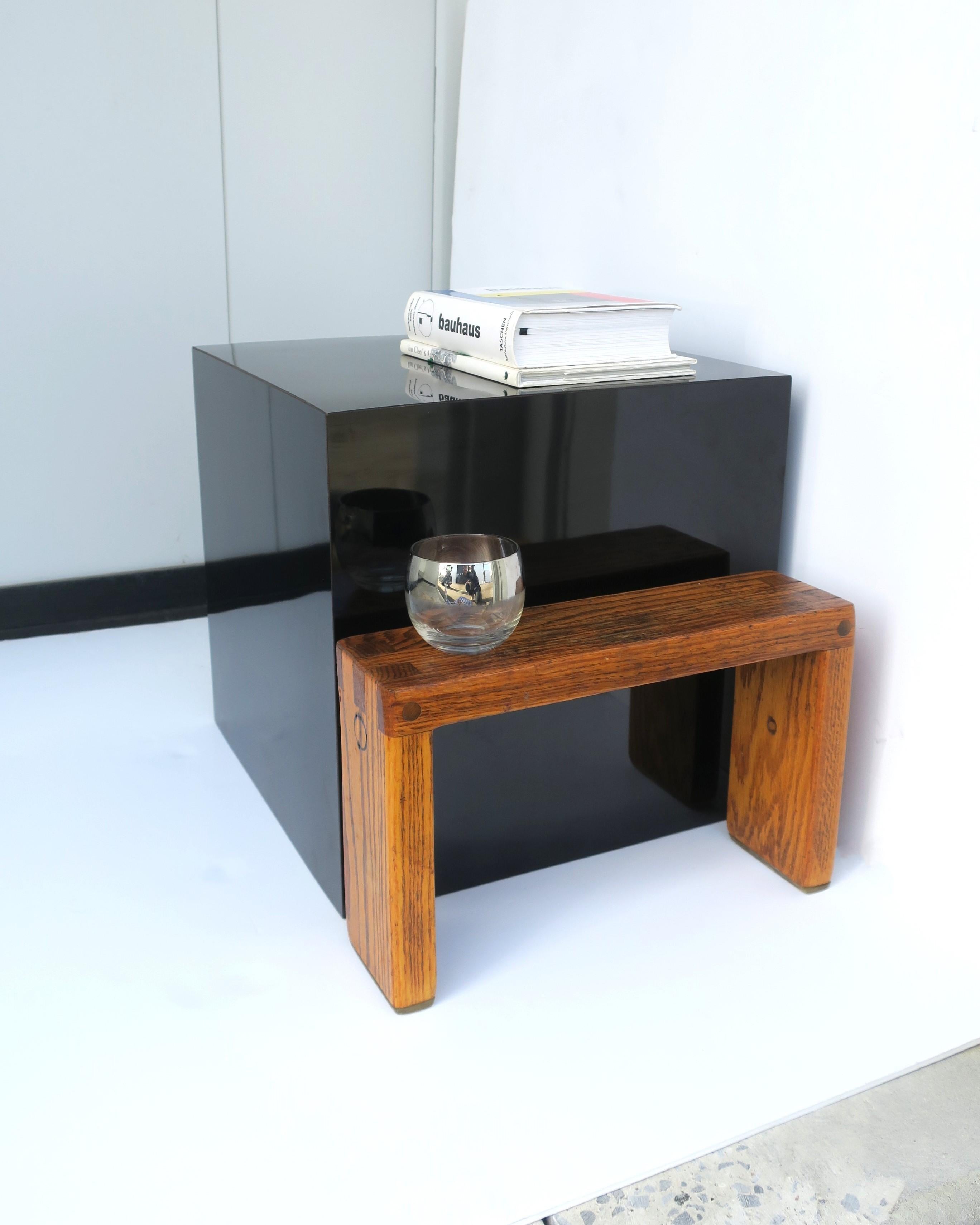 Black Cube Pedestal Table For Sale 5