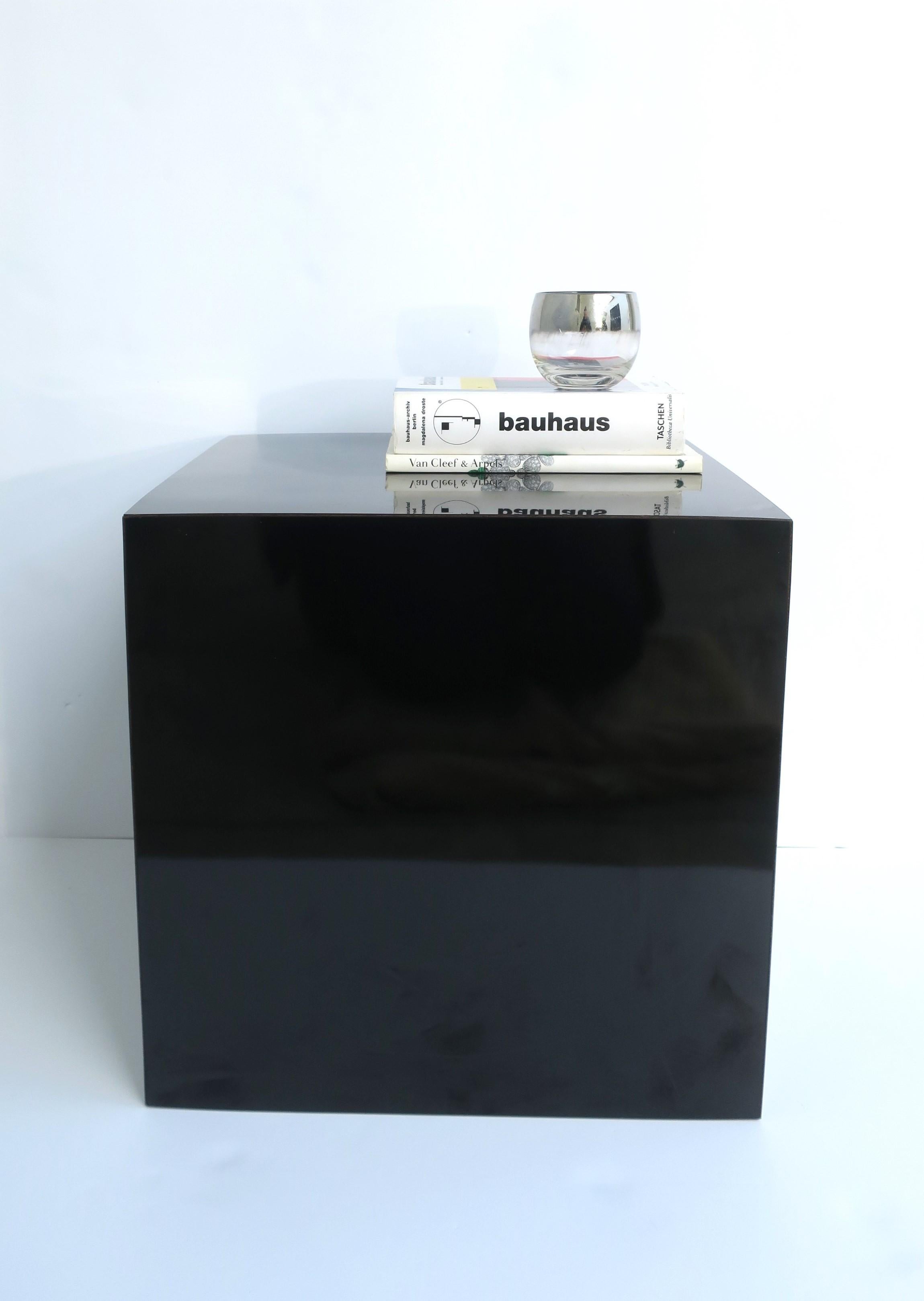 Laminate Black Cube Pedestal Table For Sale