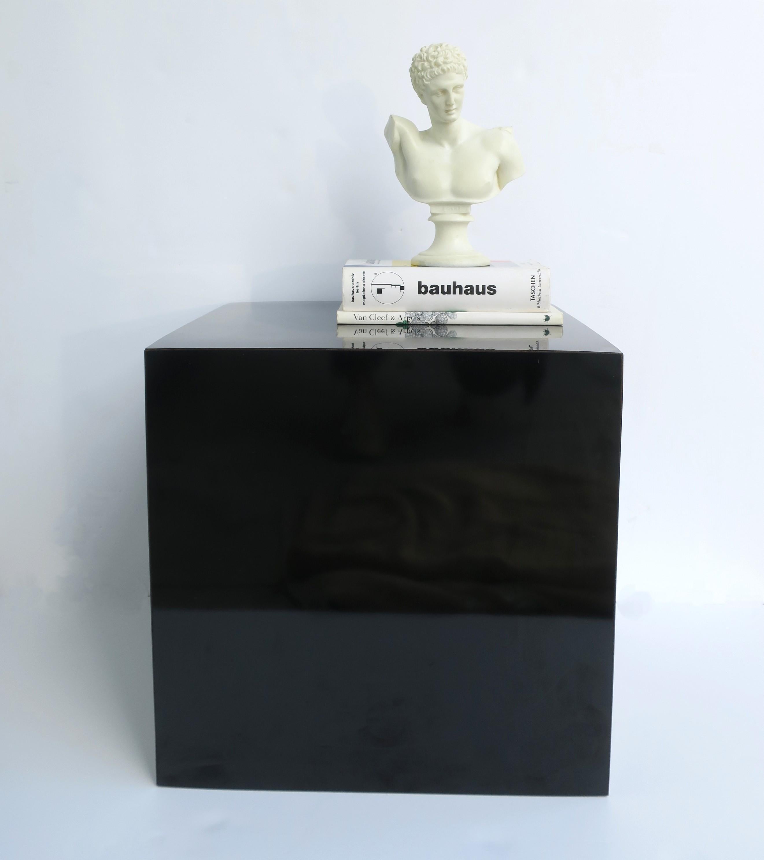 Black Cube Pedestal Table For Sale 1
