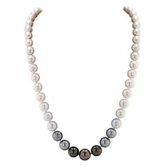 Black Cultured South Sea Tahitian Pearl 14k White Gold Necklace