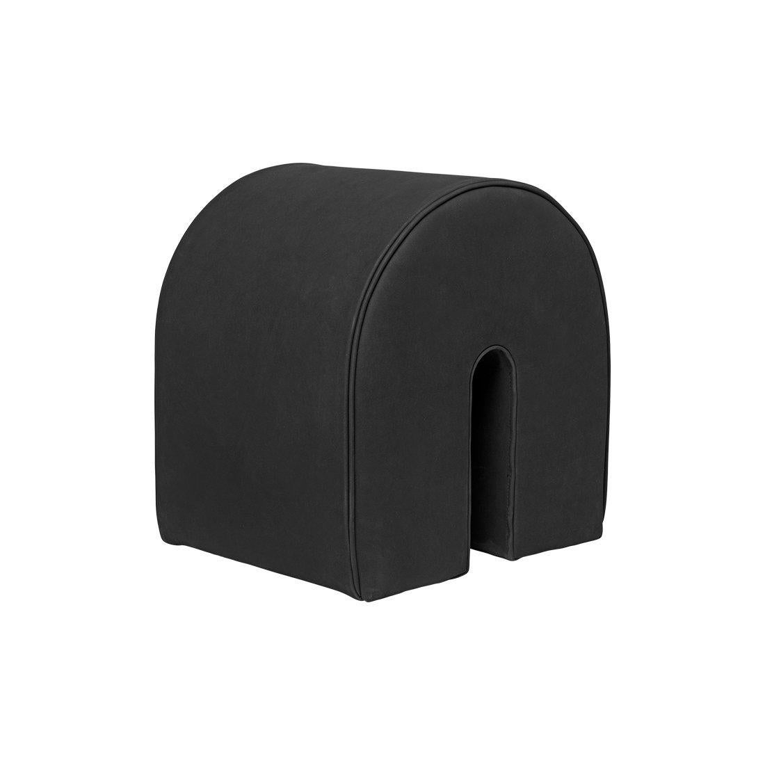 Black curved pouf by Kristina Dam Studio.
Materials: Black Aniline Nubuck. 
Also available in other colors. 
Dimensions: 36 x 42 x H 42cm.

The Modernist furniture collection takes notions of modern design and yet the distinctive design touch