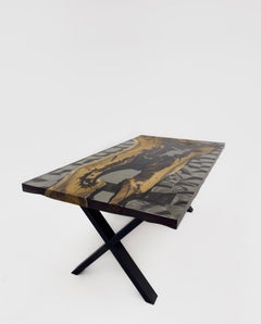 Black Custom Epoxy Resin Wooden Dining Table