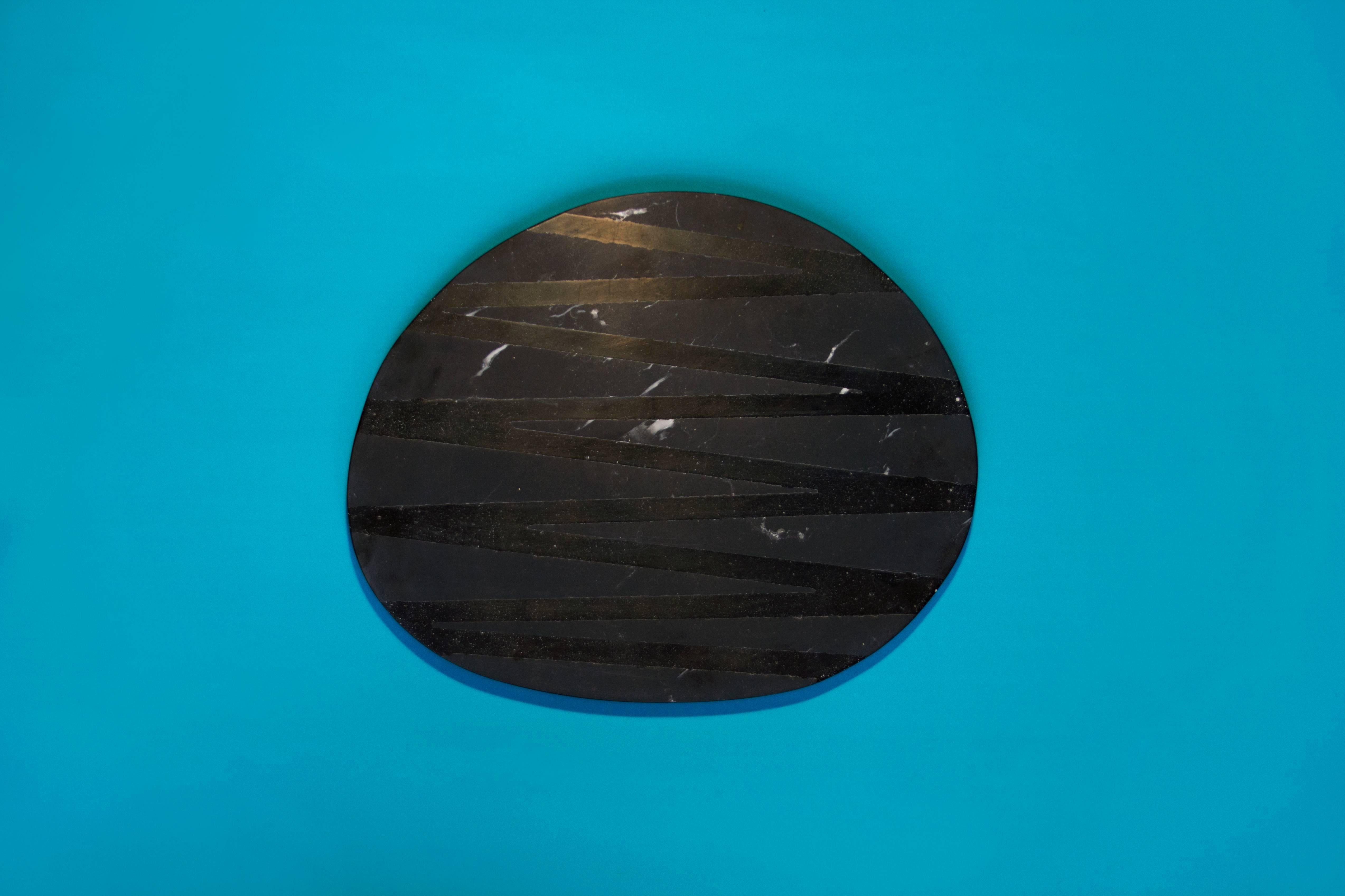 Modern Black Cutting Board and Serving Plate Stone Resin Contemporary Style For Sale