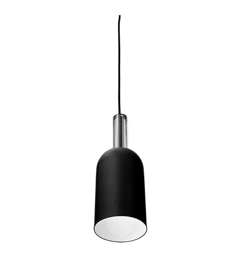 Danish Black Cylinder Pendant Lamp For Sale