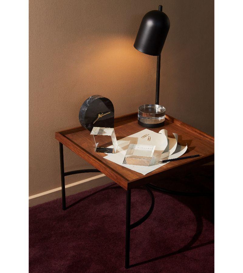 Plated Black Cylinder Table Lamp For Sale