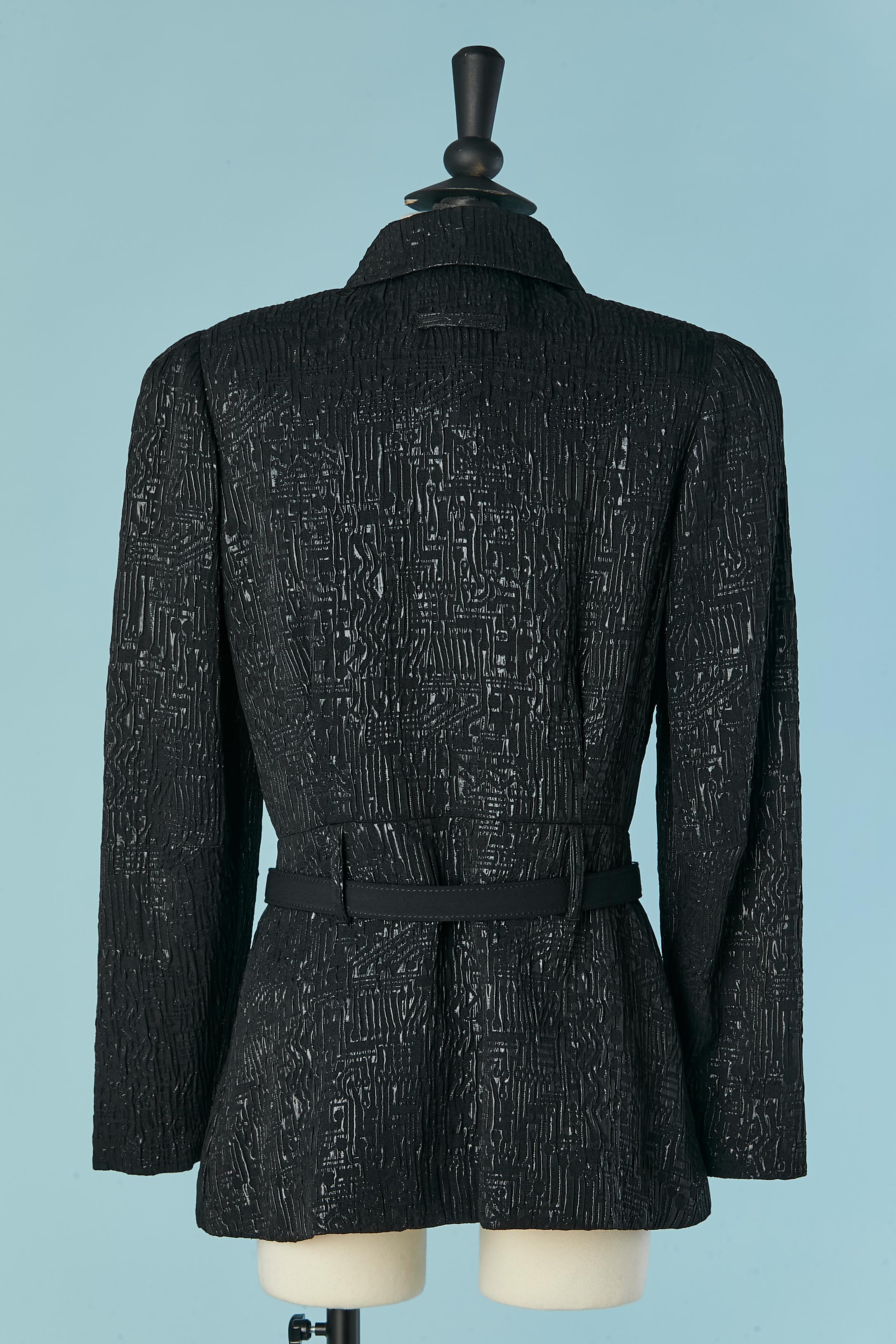 Black damask jacket with belt Jean-Paul Gaultier Femme For Sale 2