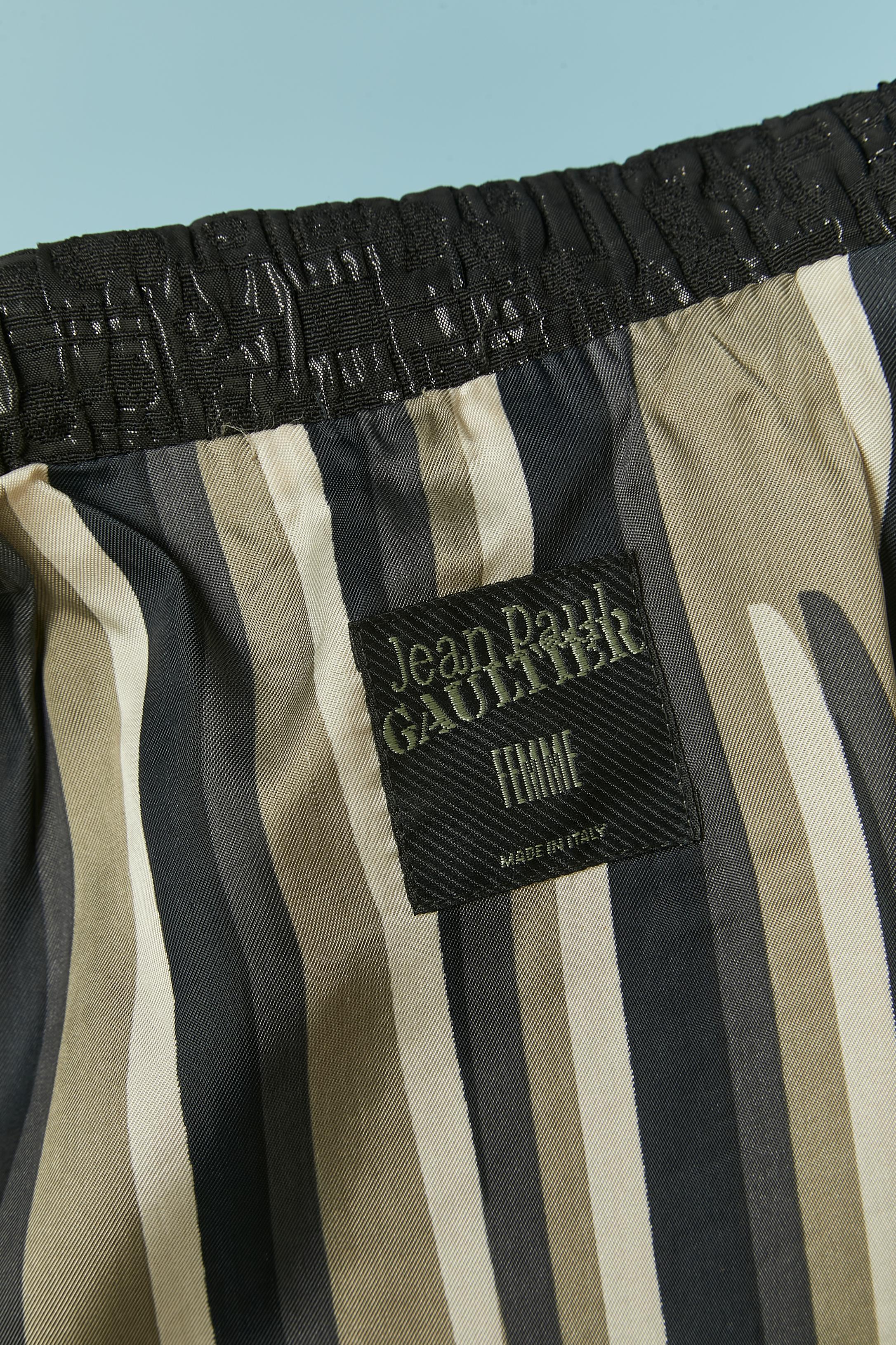 Black damask jacket with belt Jean-Paul Gaultier Femme For Sale 4