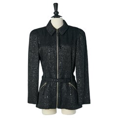 Giacca damascata nera con cintura Jean Paul Gaultier Jeans