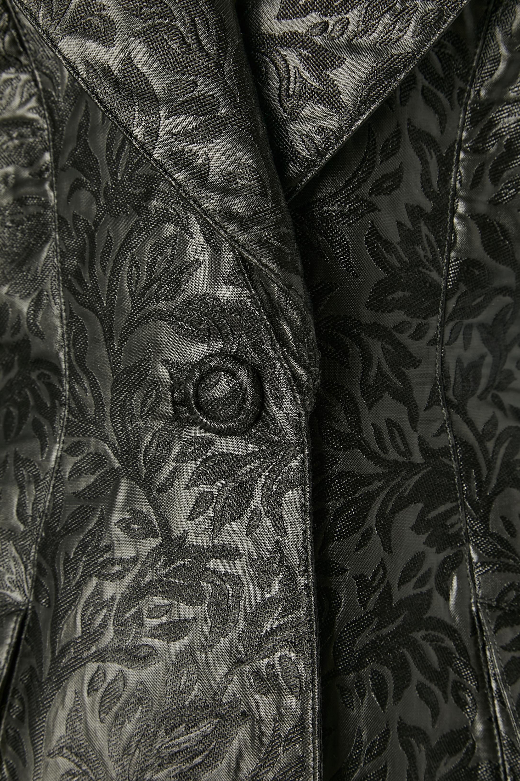 Black damask skirt-suit with pattern Thierry Mugler In Excellent Condition For Sale In Saint-Ouen-Sur-Seine, FR