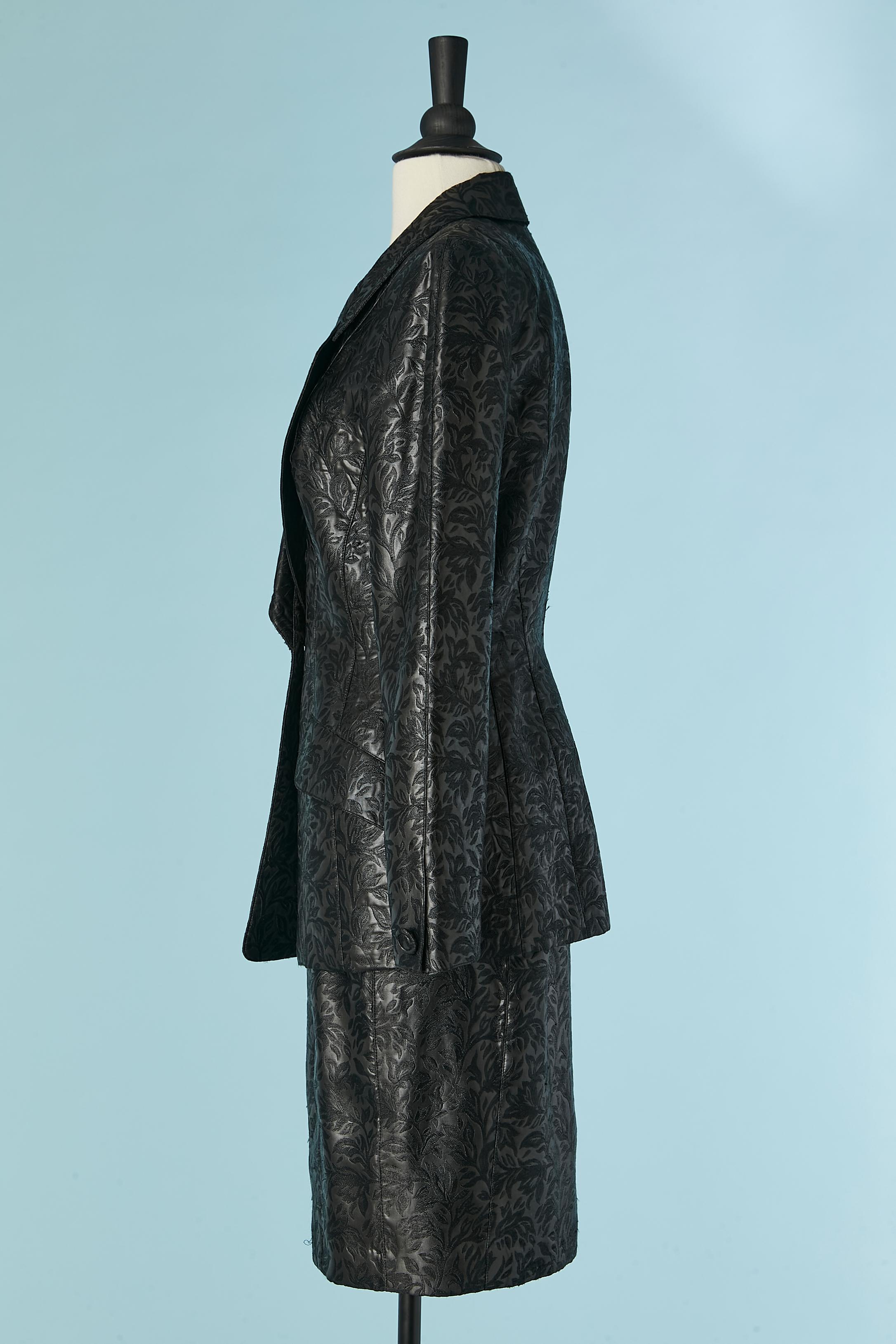 Black damask skirt-suit with pattern Thierry Mugler For Sale 1