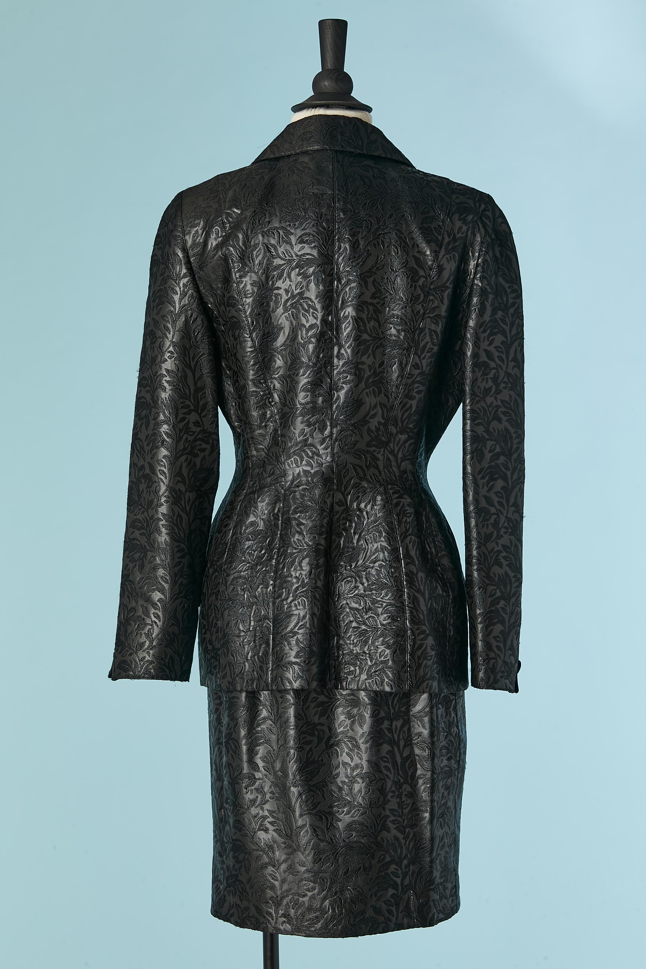 Black damask skirt-suit with pattern Thierry Mugler For Sale 2