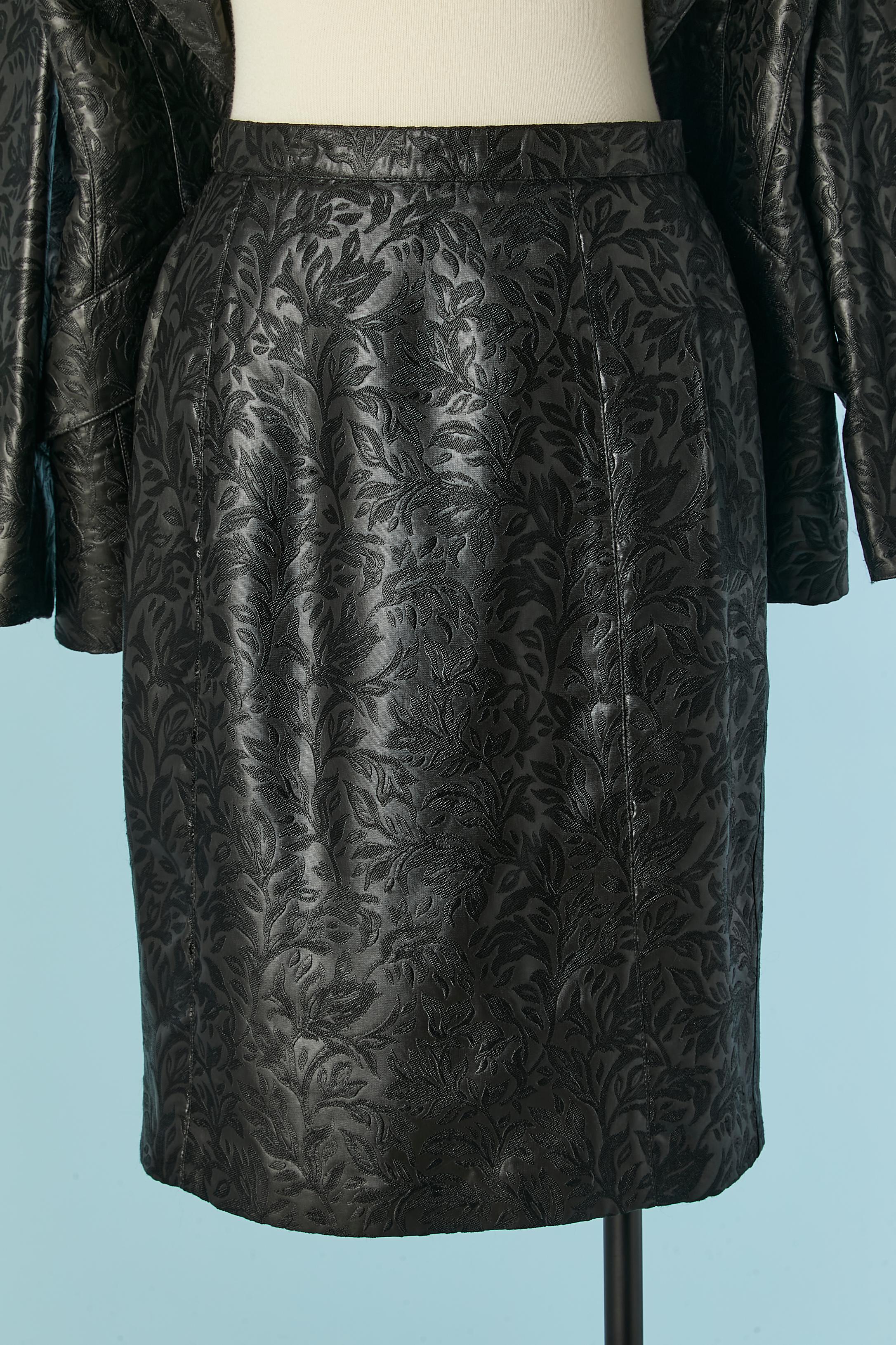 Black damask skirt-suit with pattern Thierry Mugler For Sale 3