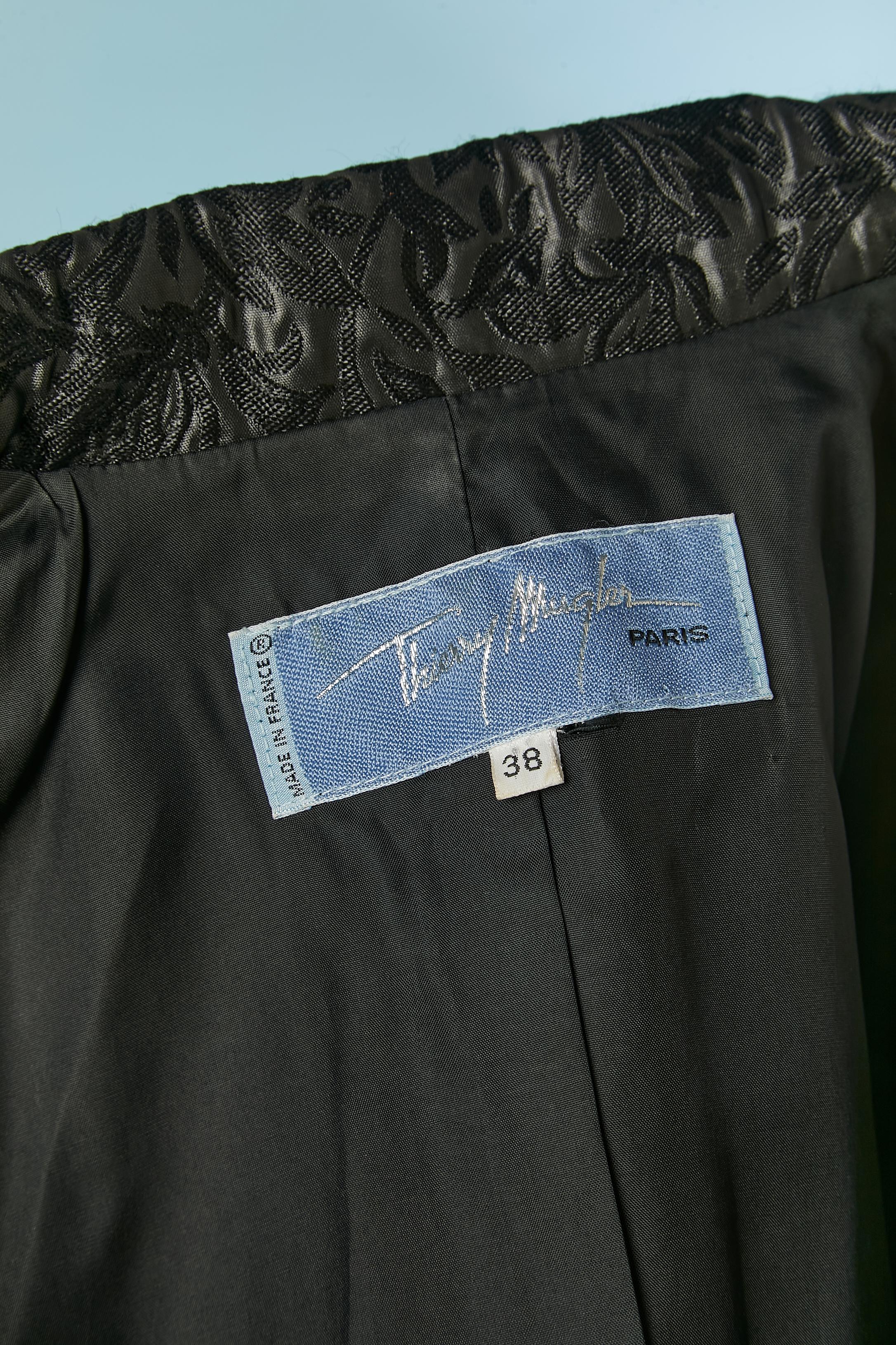 Black damask skirt-suit with pattern Thierry Mugler For Sale 4