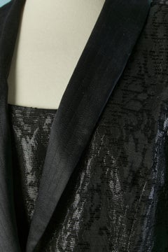 Black damask top, skirt and jacket ensemble ESCADA