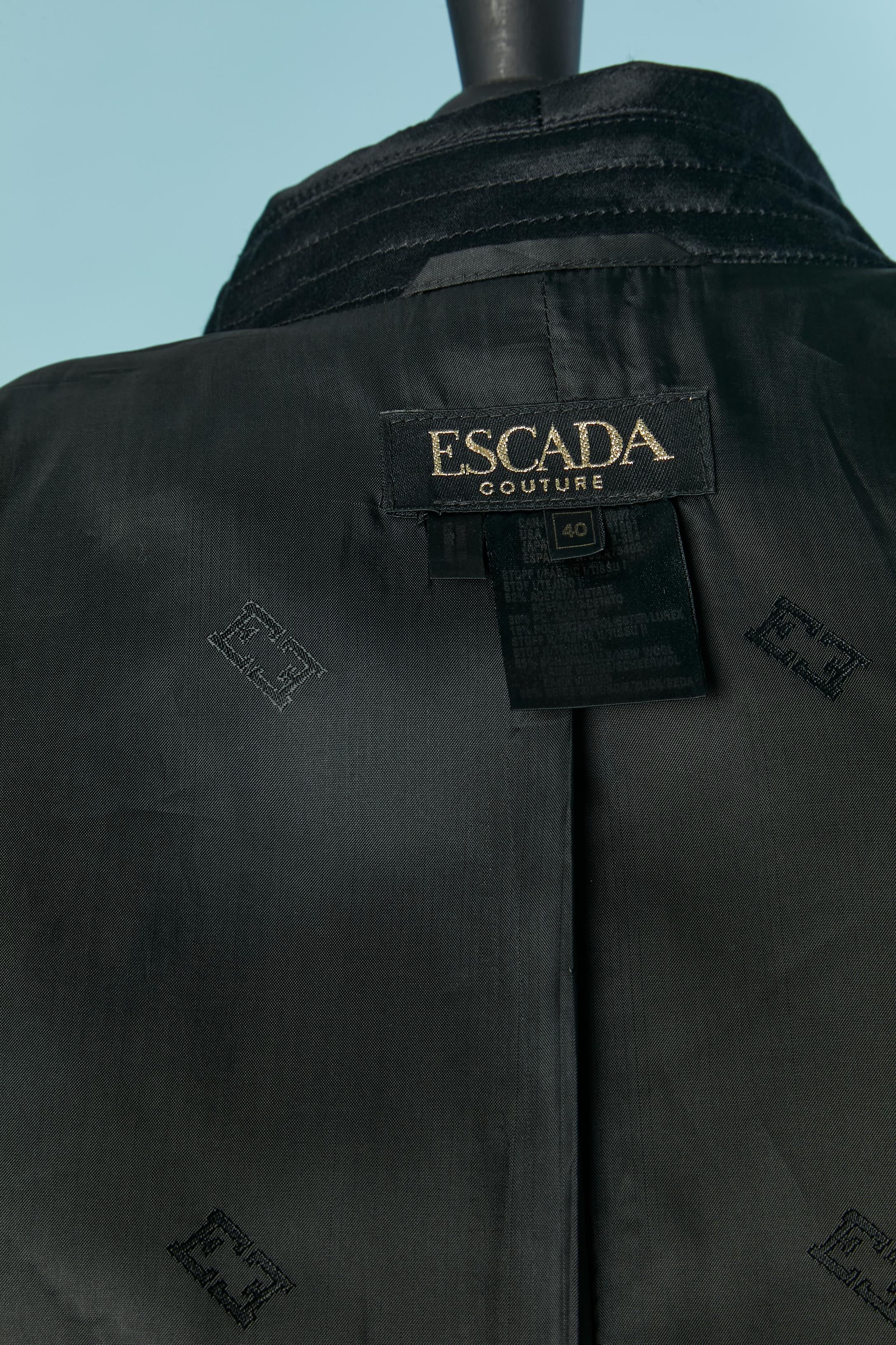 Top, gonna e giacca damascati neri ESCADA in vendita 4