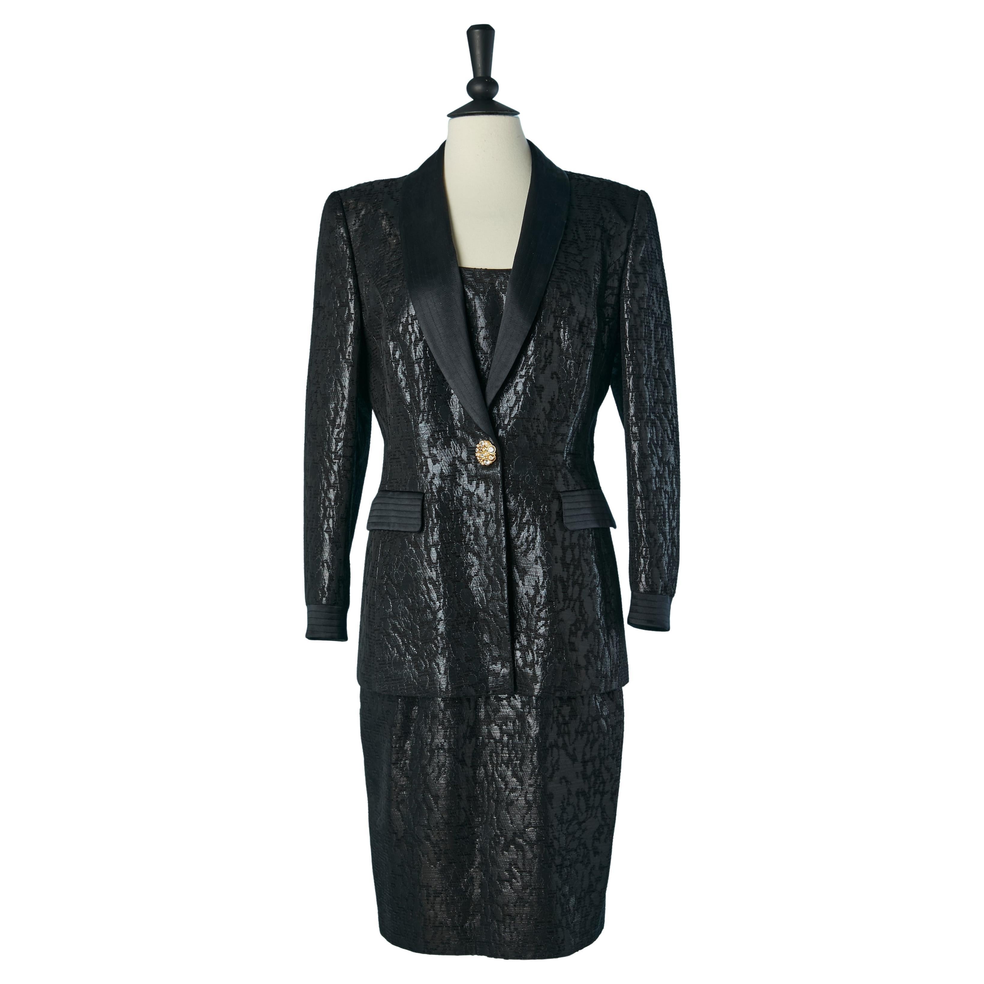 Top, gonna e giacca damascati neri ESCADA