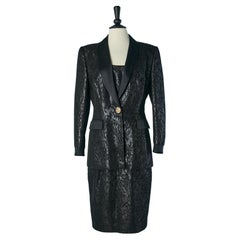Top, gonna e giacca damascati neri ESCADA